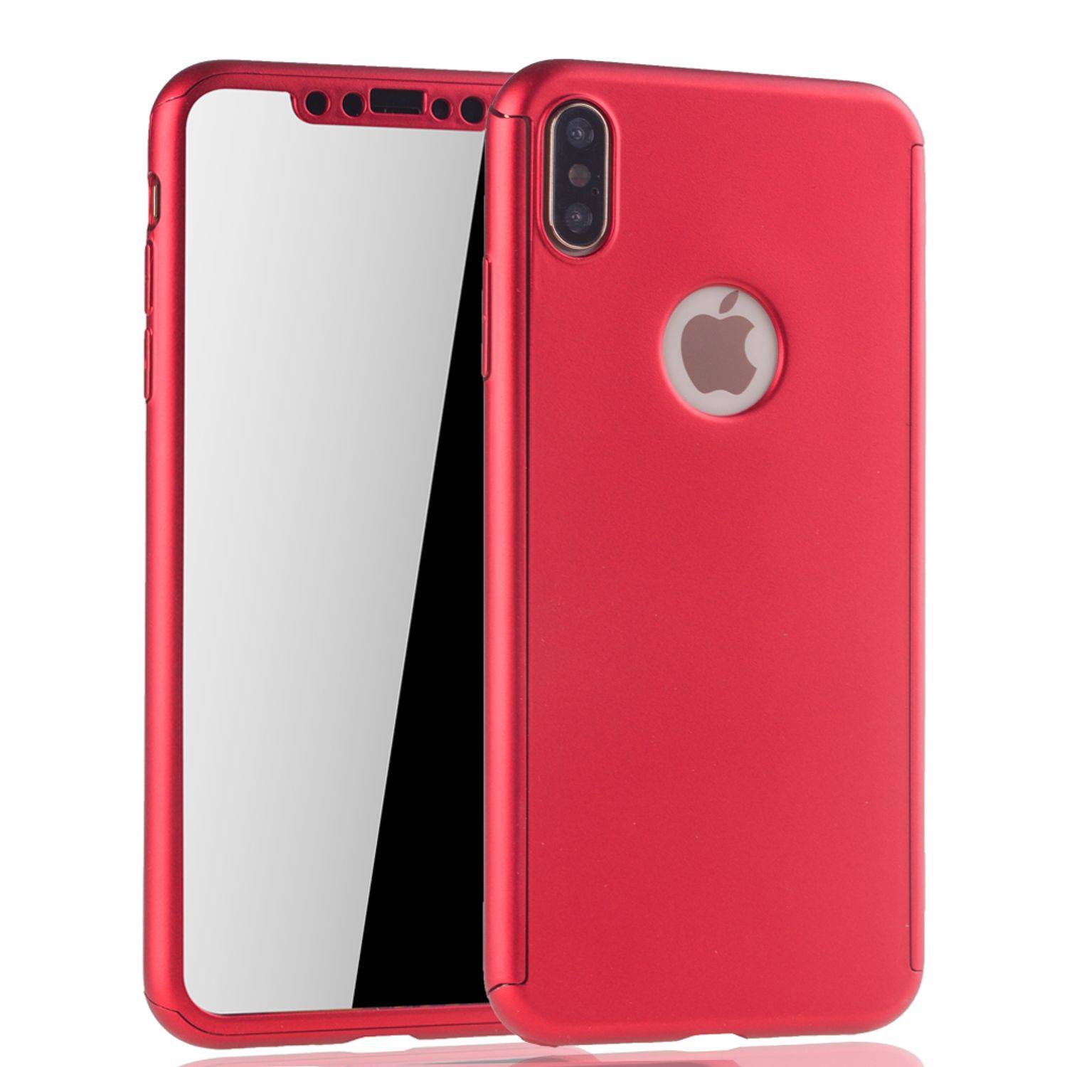 Apple iPhone XS Max Handyhülle 360 Grad Schutz Full Cover Rot