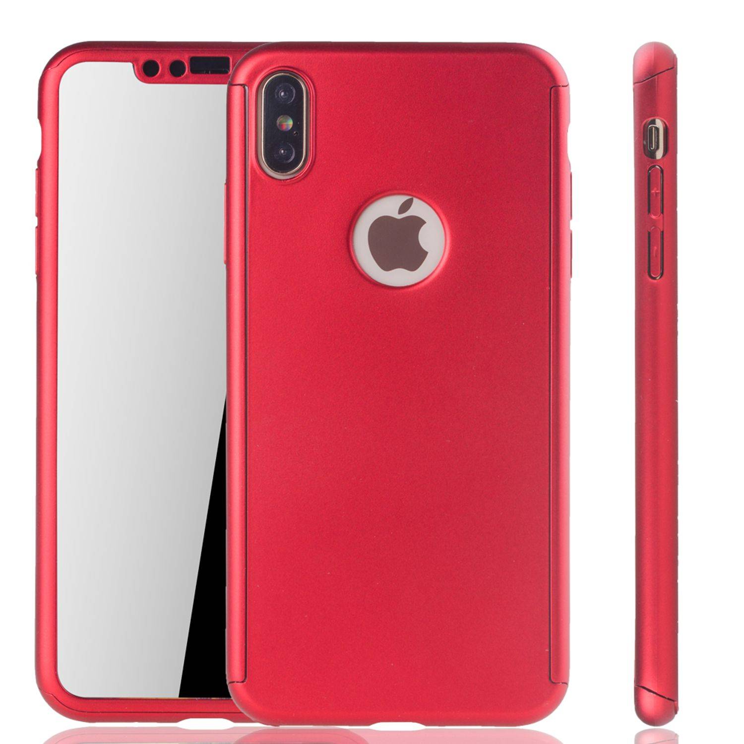 Apple iPhone XS Max Handyhülle 360 Grad Schutz Full Cover Rot