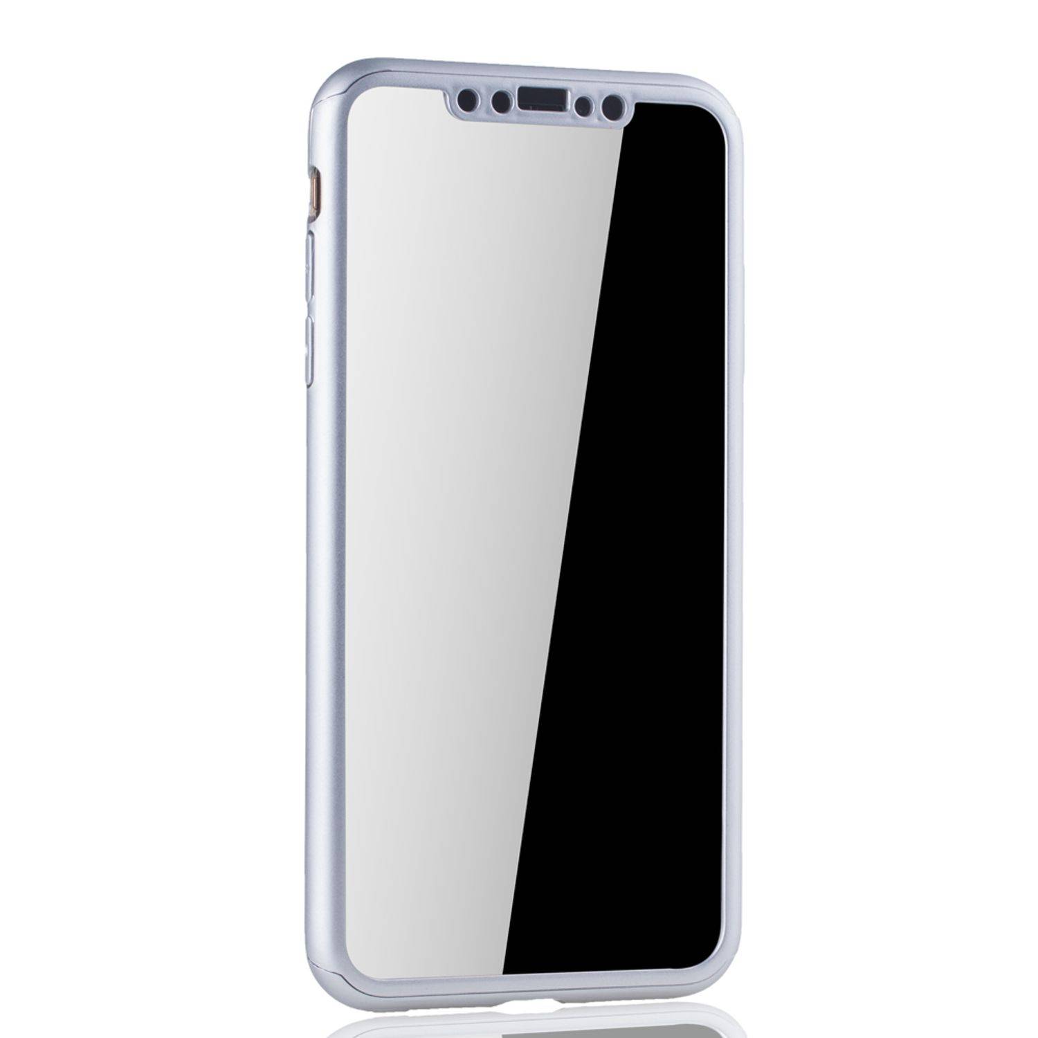 Apple iPhone XS Max Handyhülle 360 Grad Schutz Full Cover Silber