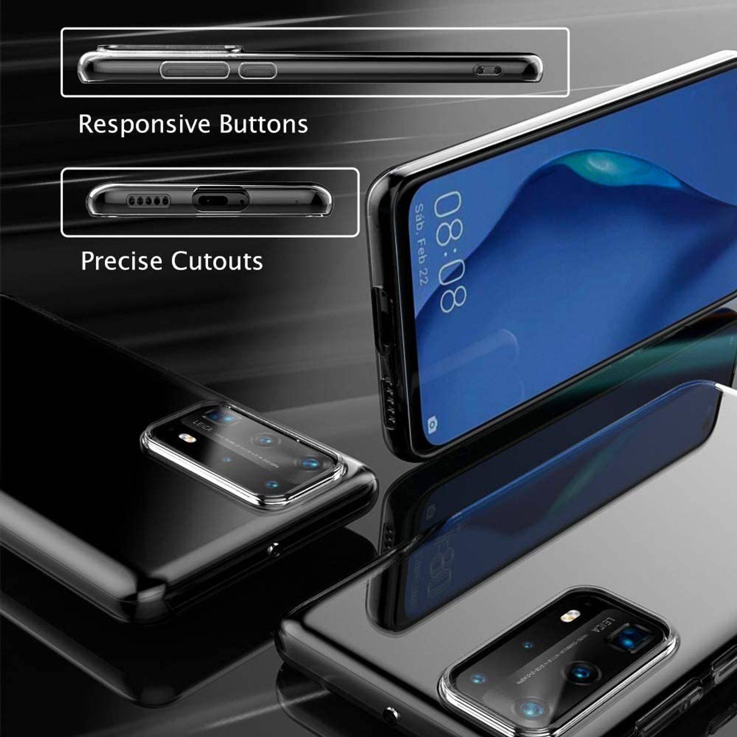 Huawei P40 Pro Handyhülle Ultra Dünn Bumper Backcover Transparent