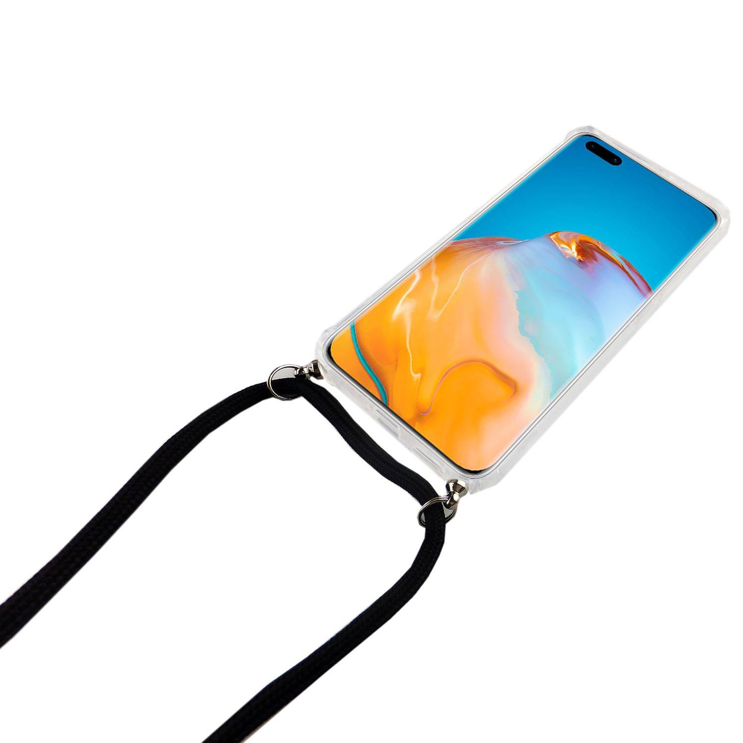 Huawei P40 Lite Handykette Handyhülle Umhängetasche Transparent