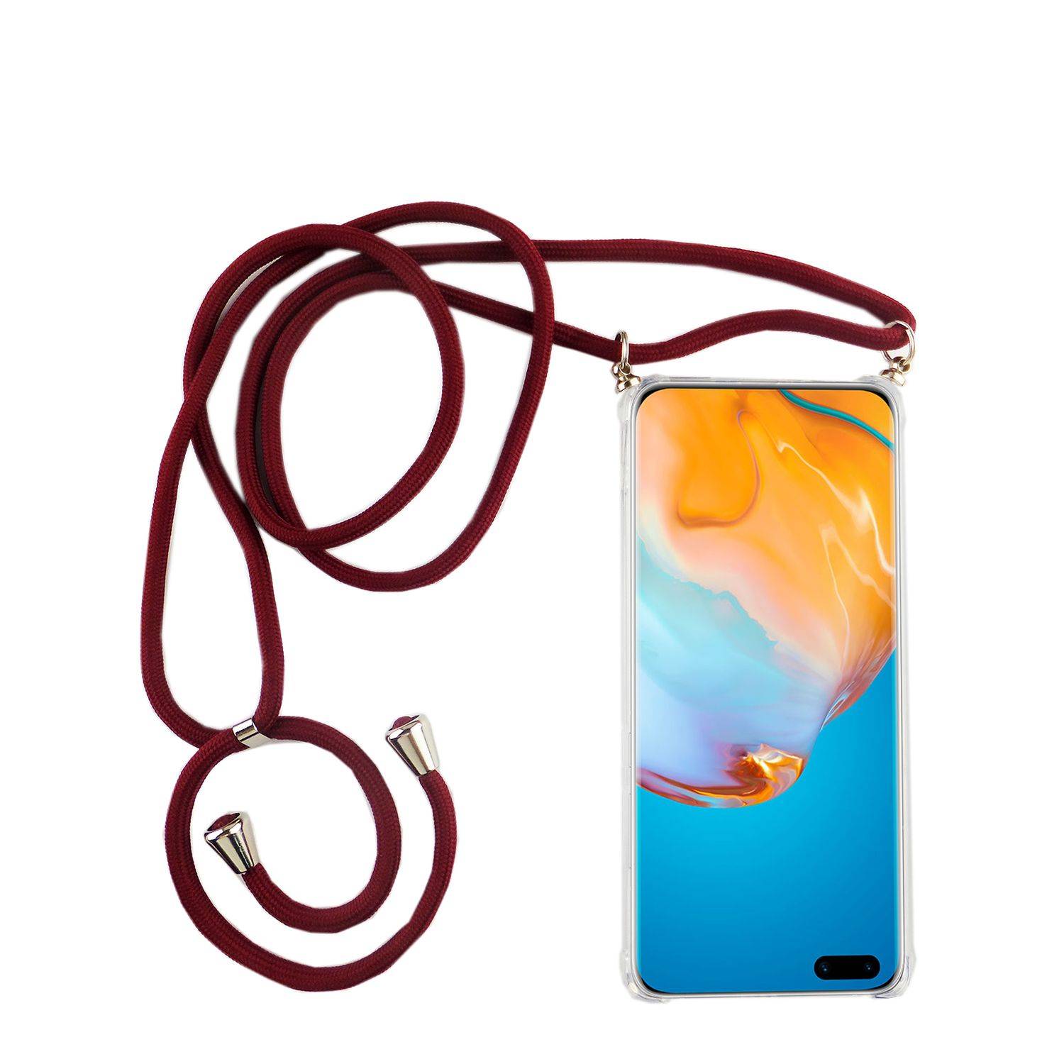 Huawei P40 Lite Handykette Handyhülle Umhängetasche Transparent