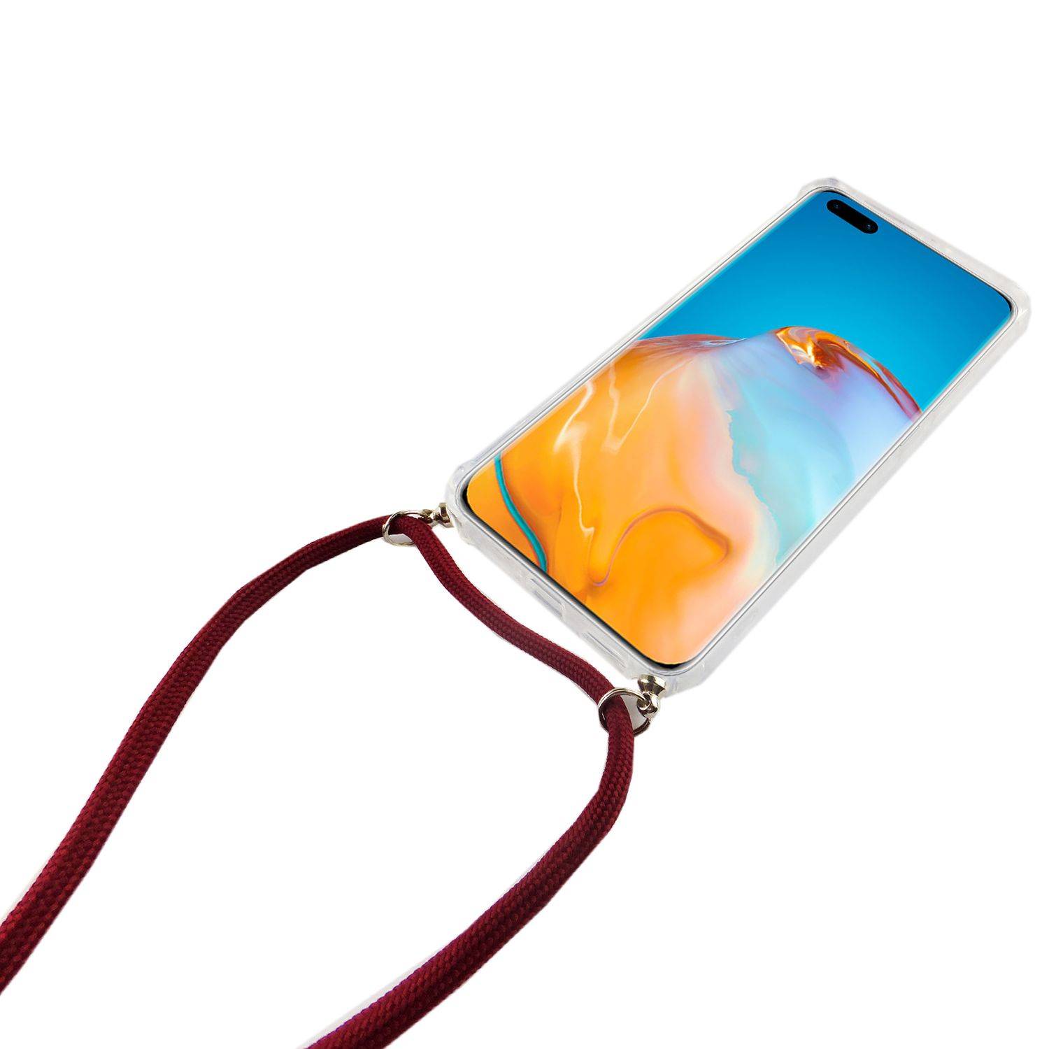 Huawei P40 Lite Handykette Handyhülle Umhängetasche Transparent