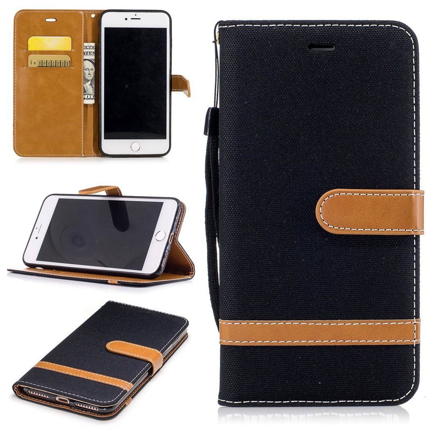 Apple iPhone 8 Plus Handyhülle Bookcover Schwarz