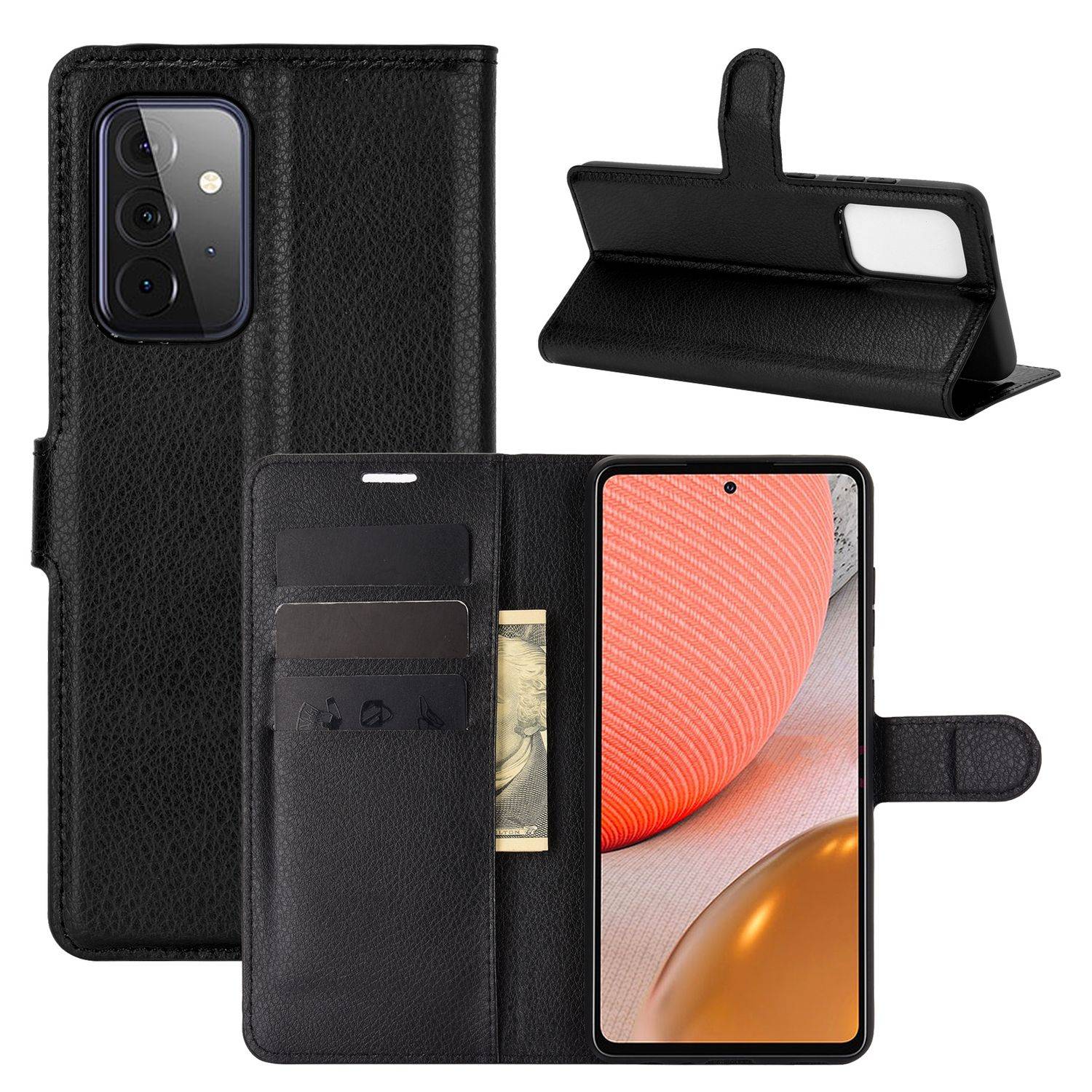 Samsung Galaxy A72 5G Handyhülle Bookcover Schwarz