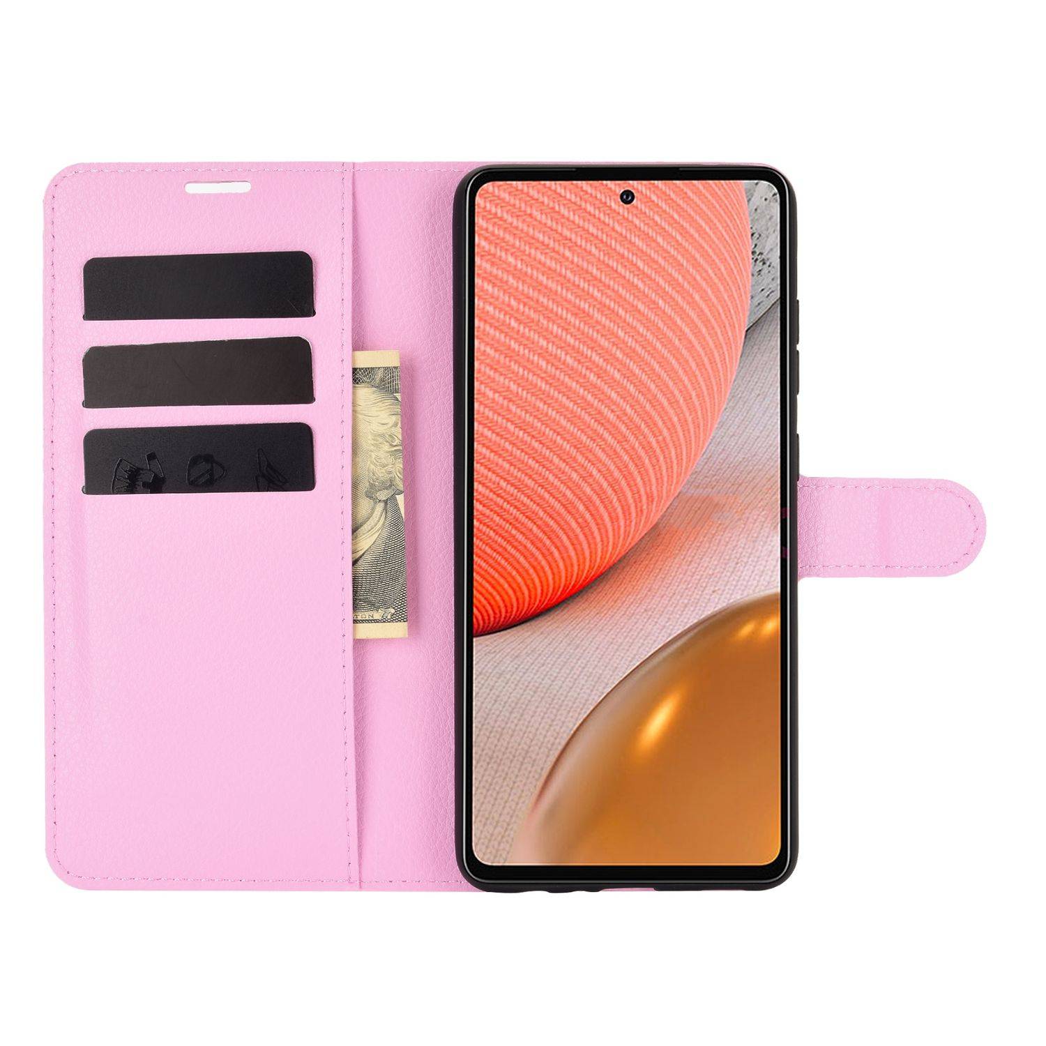 Hülle kompatibel mit Samsung Galaxy A72 5G Kunstleder Handyhülle - Handy Case Rosa