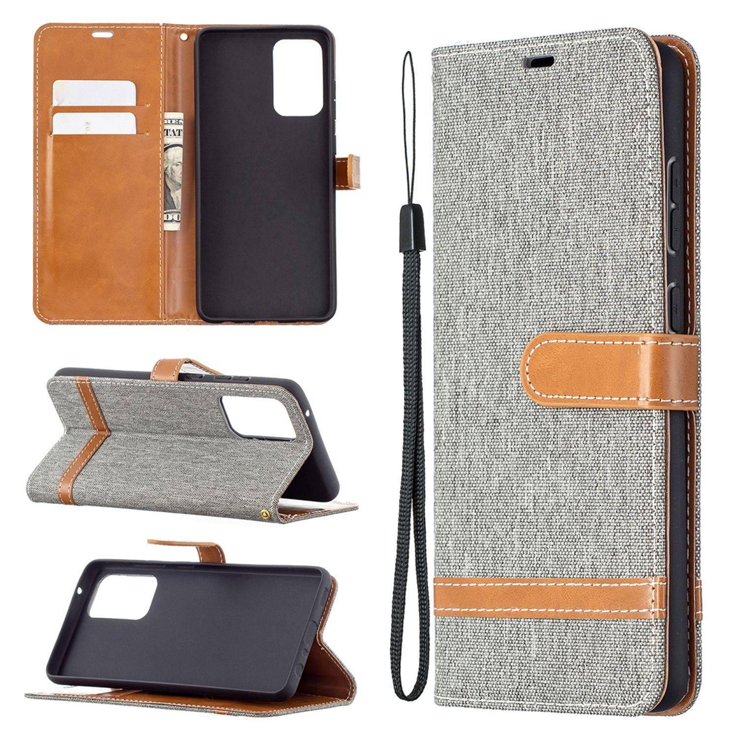 Samsung Galaxy A72 5G Handyhülle Bookcover Grau
