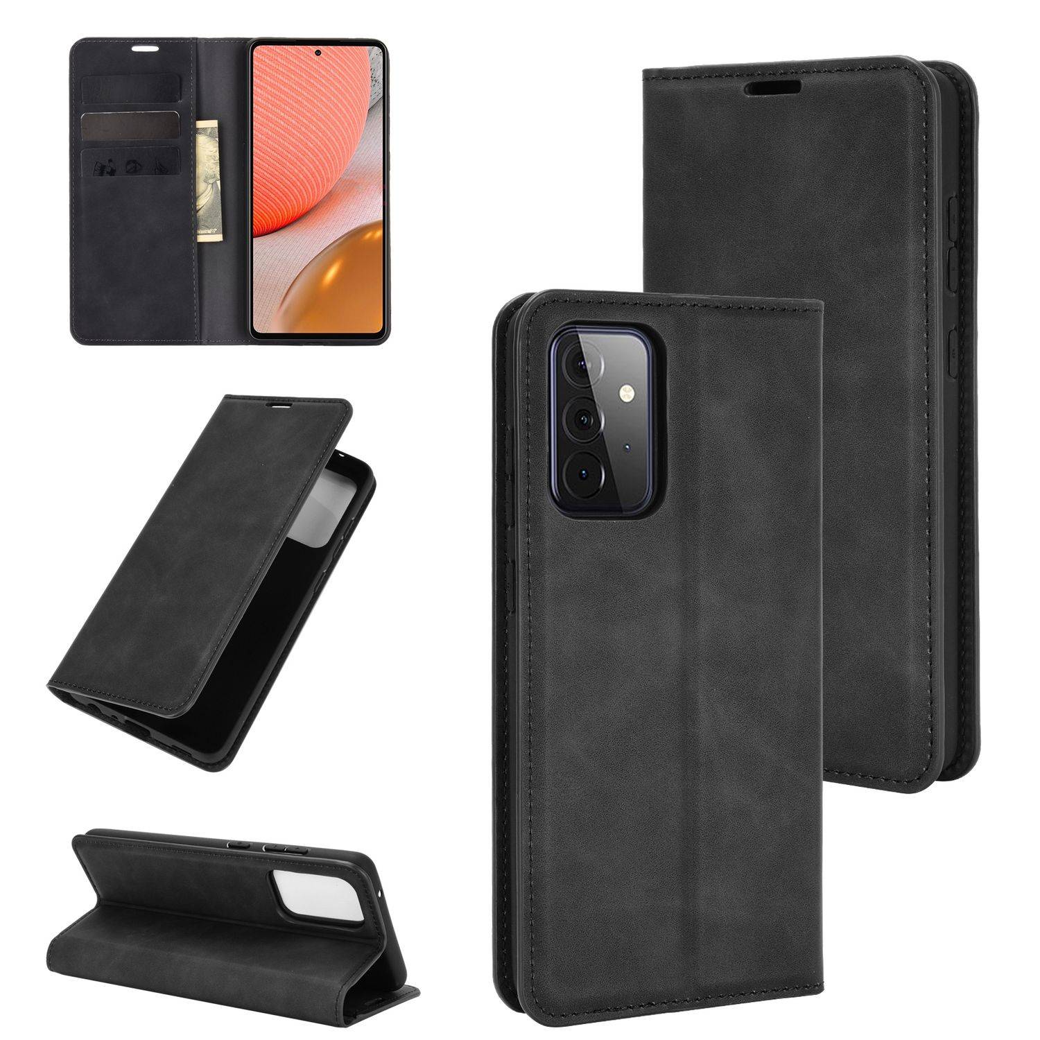 Samsung Galaxy A72 5G Handyhülle Bookcover Schwarz