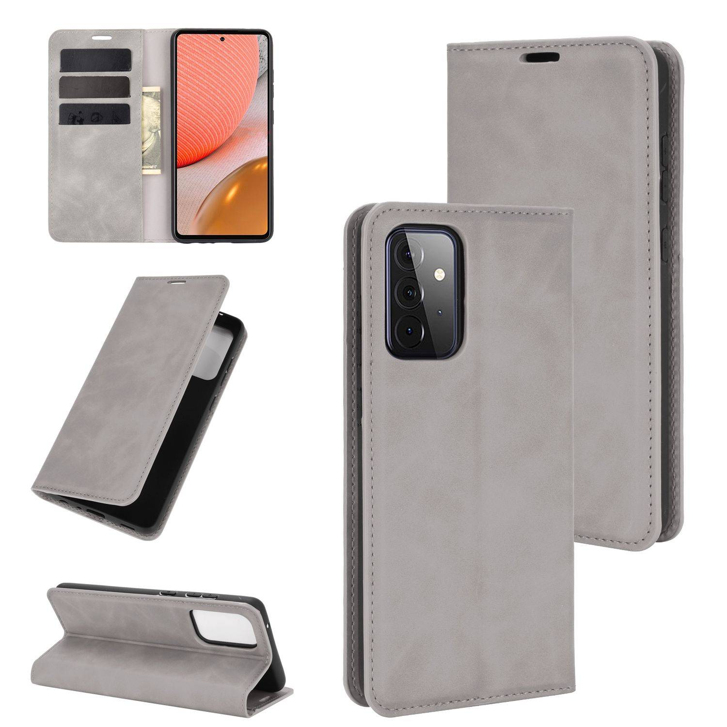 Samsung Galaxy A72 5G Handyhülle Bookcover Grau