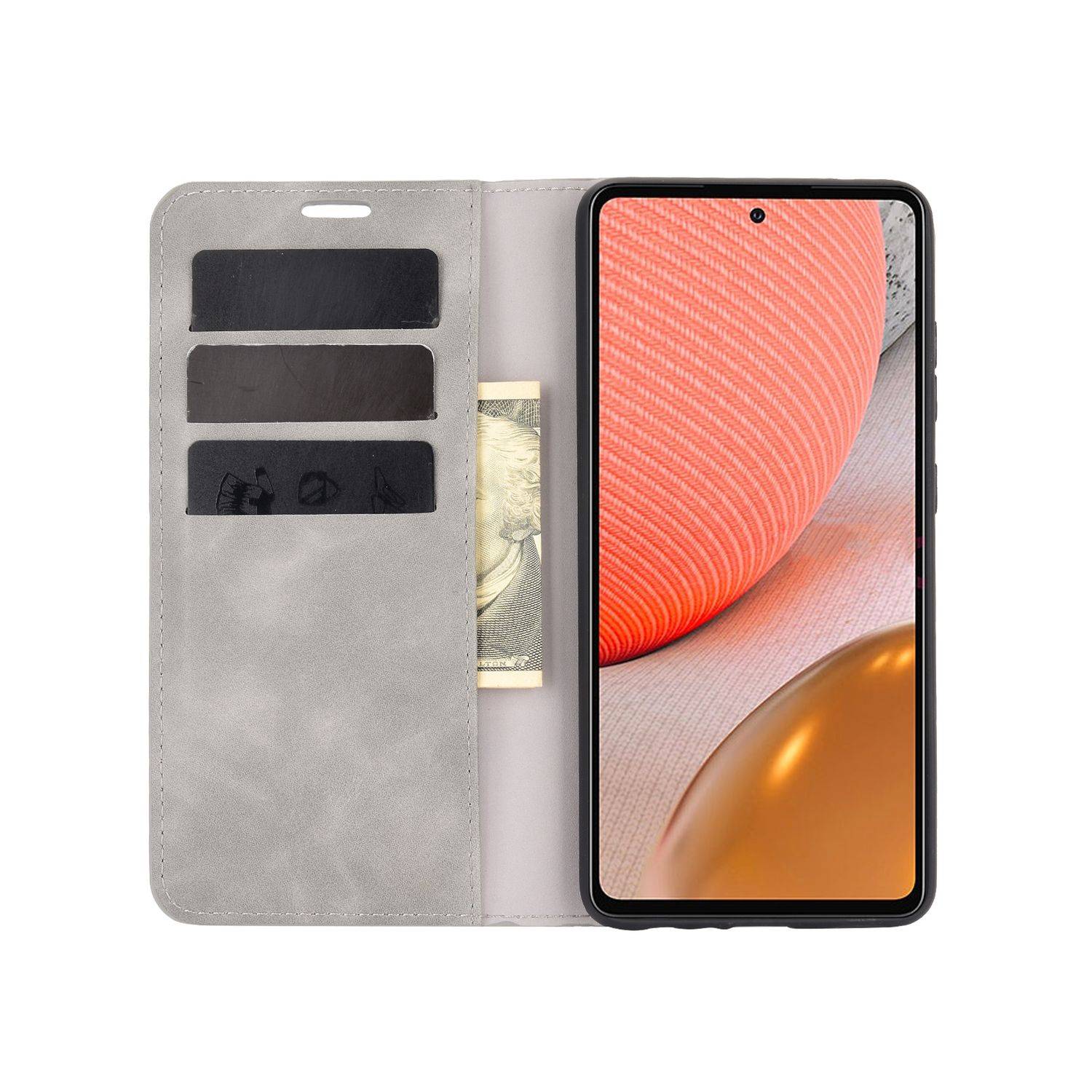Samsung Galaxy A72 5G Handyhülle Bookcover Grau