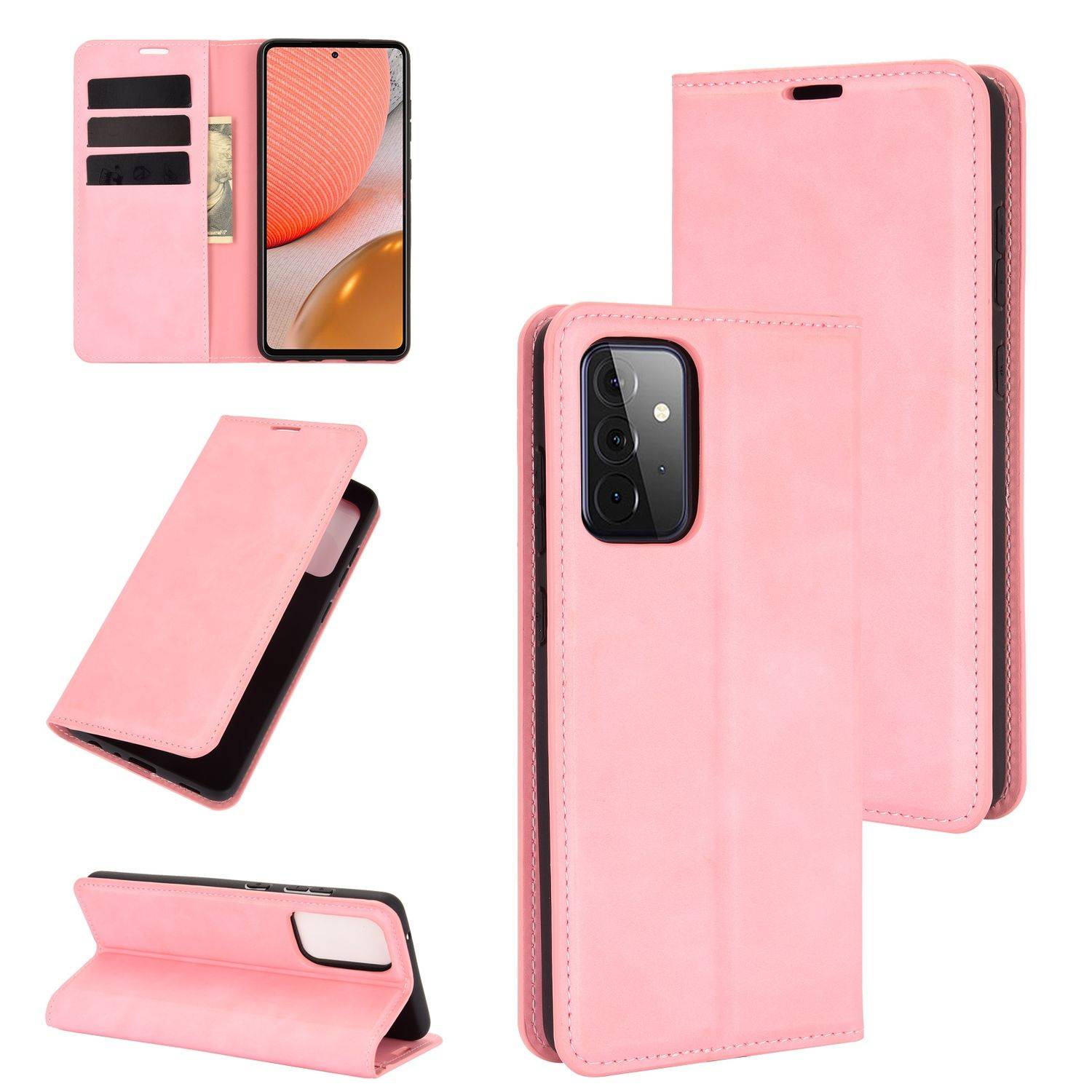Hülle kompatibel mit Samsung Galaxy A72 5G Kunstleder Handyhülle - Handy Case Rosa