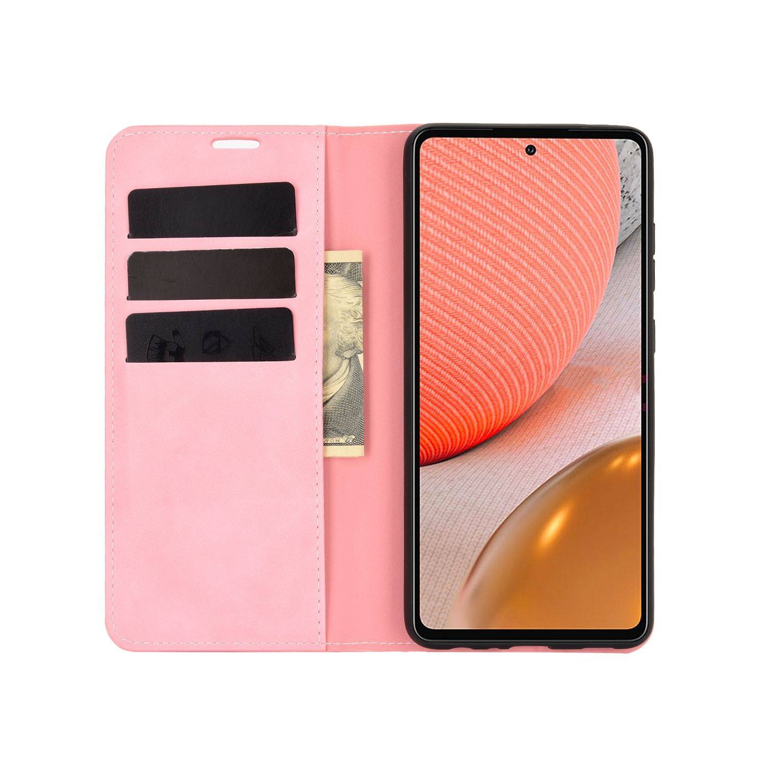 Hülle kompatibel mit Samsung Galaxy A72 5G Kunstleder Handyhülle - Handy Case Rosa