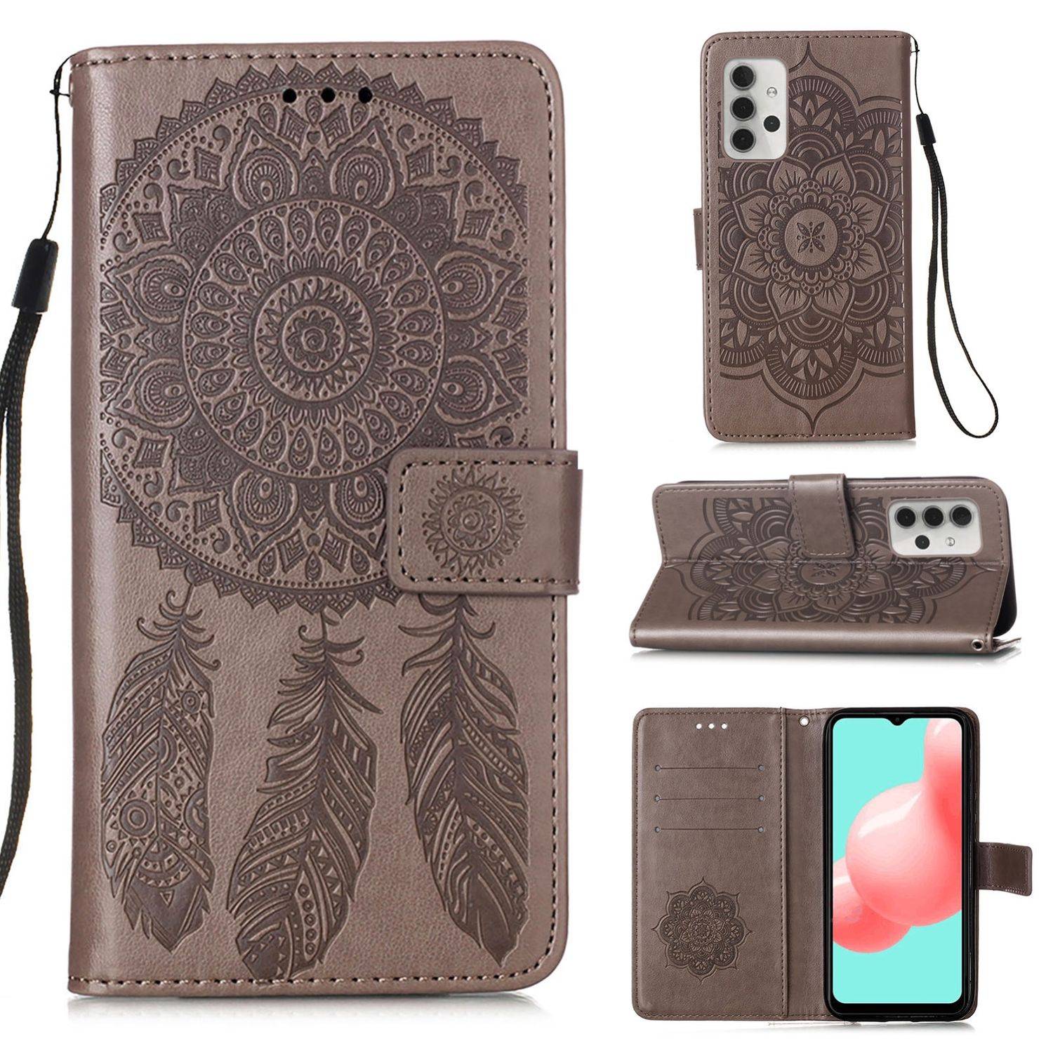 Hülle kompatibel mit Samsung Galaxy A32 5G Kunstleder Handyhülle - Handy Case Grau