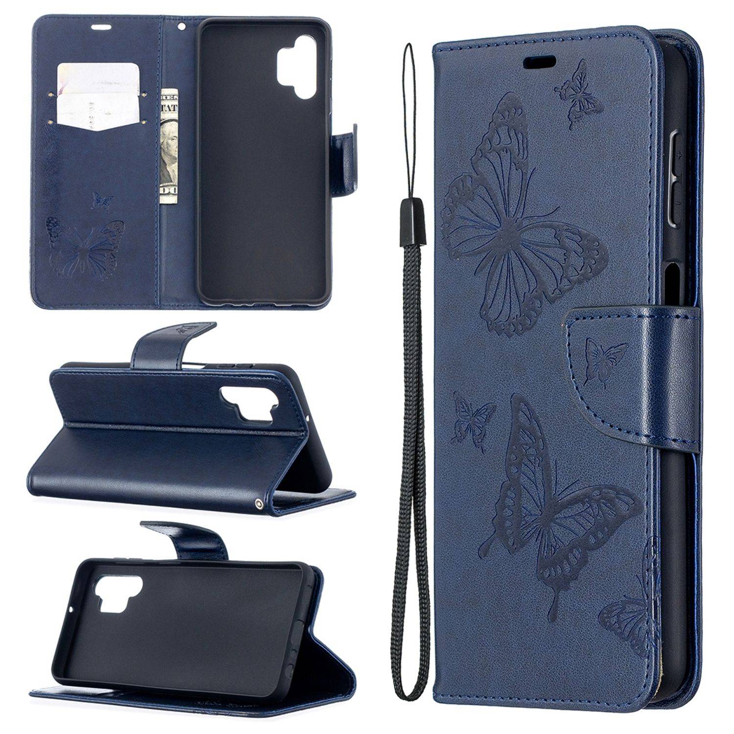 Hülle kompatibel mit Samsung Galaxy A32 5G Kunstleder Handyhülle - Handy Case Blau