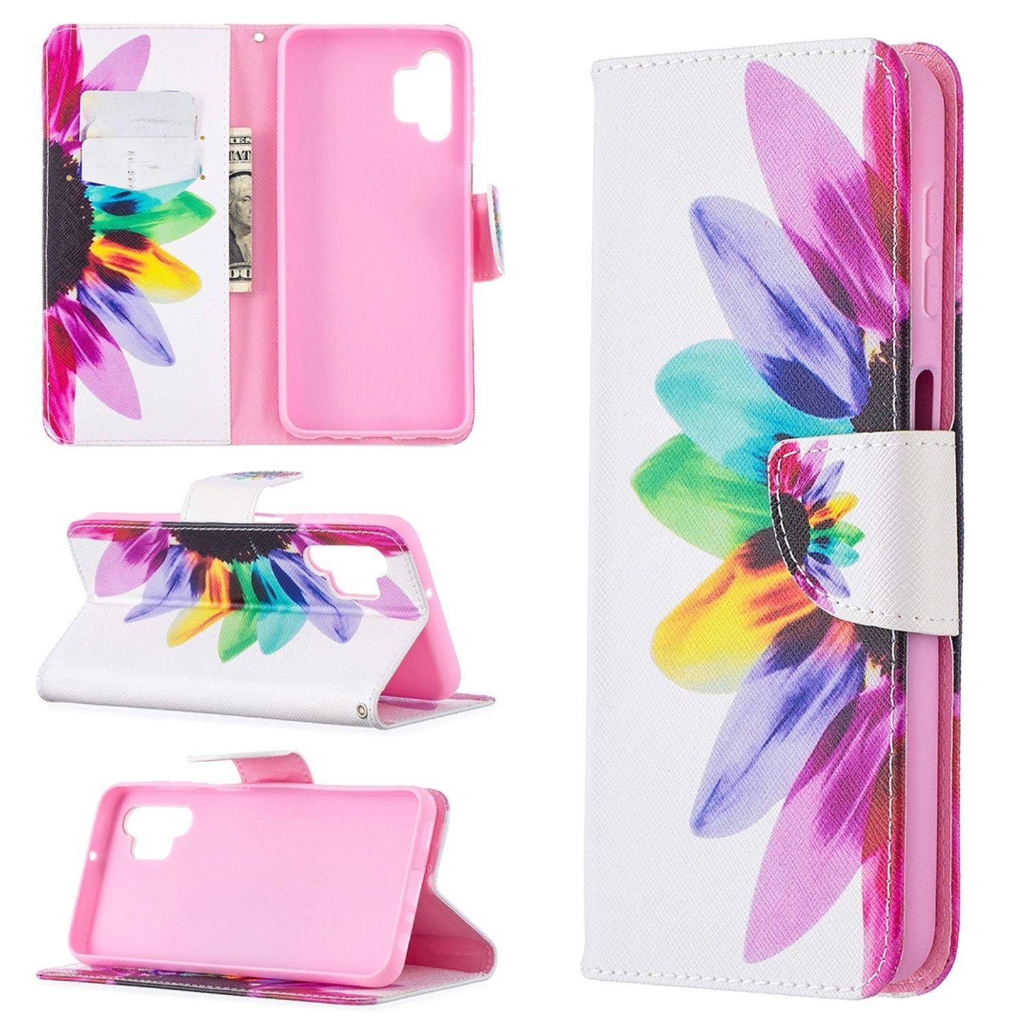 Hülle kompatibel mit Samsung Galaxy A32 5G Kunstleder Handyhülle - Handy Case Rosa