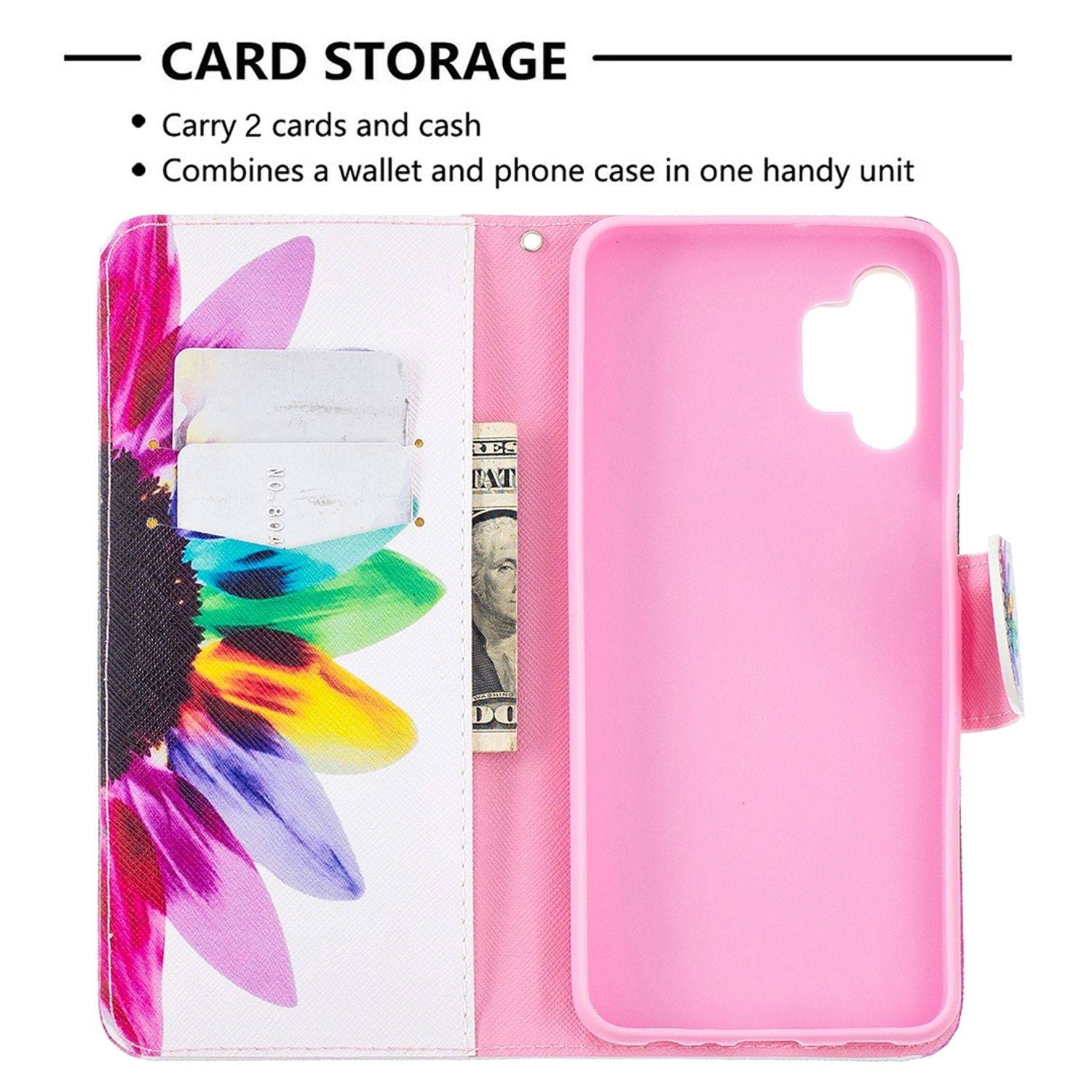 Hülle kompatibel mit Samsung Galaxy A32 5G Kunstleder Handyhülle - Handy Case Rosa