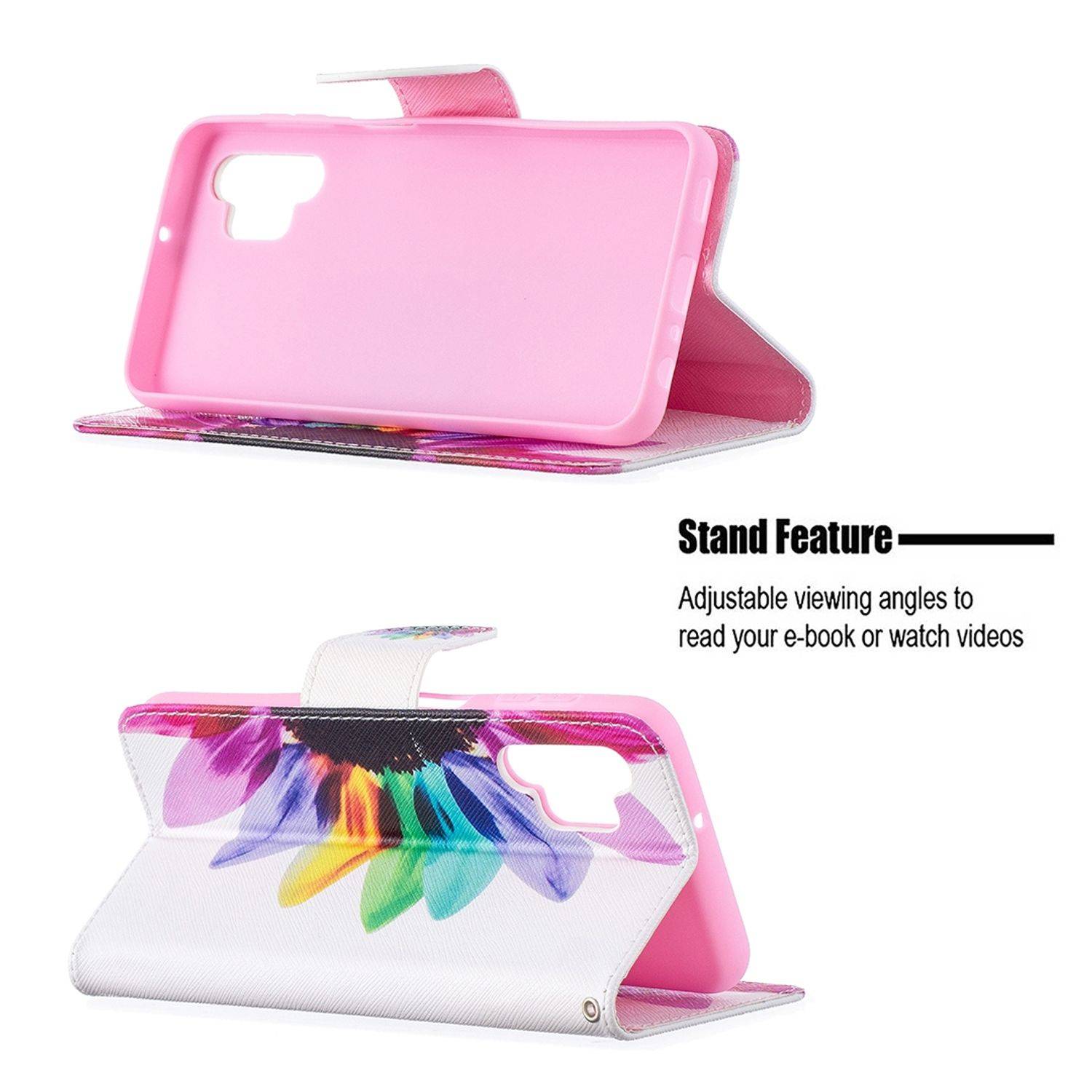 Hülle kompatibel mit Samsung Galaxy A32 5G Kunstleder Handyhülle - Handy Case Rosa