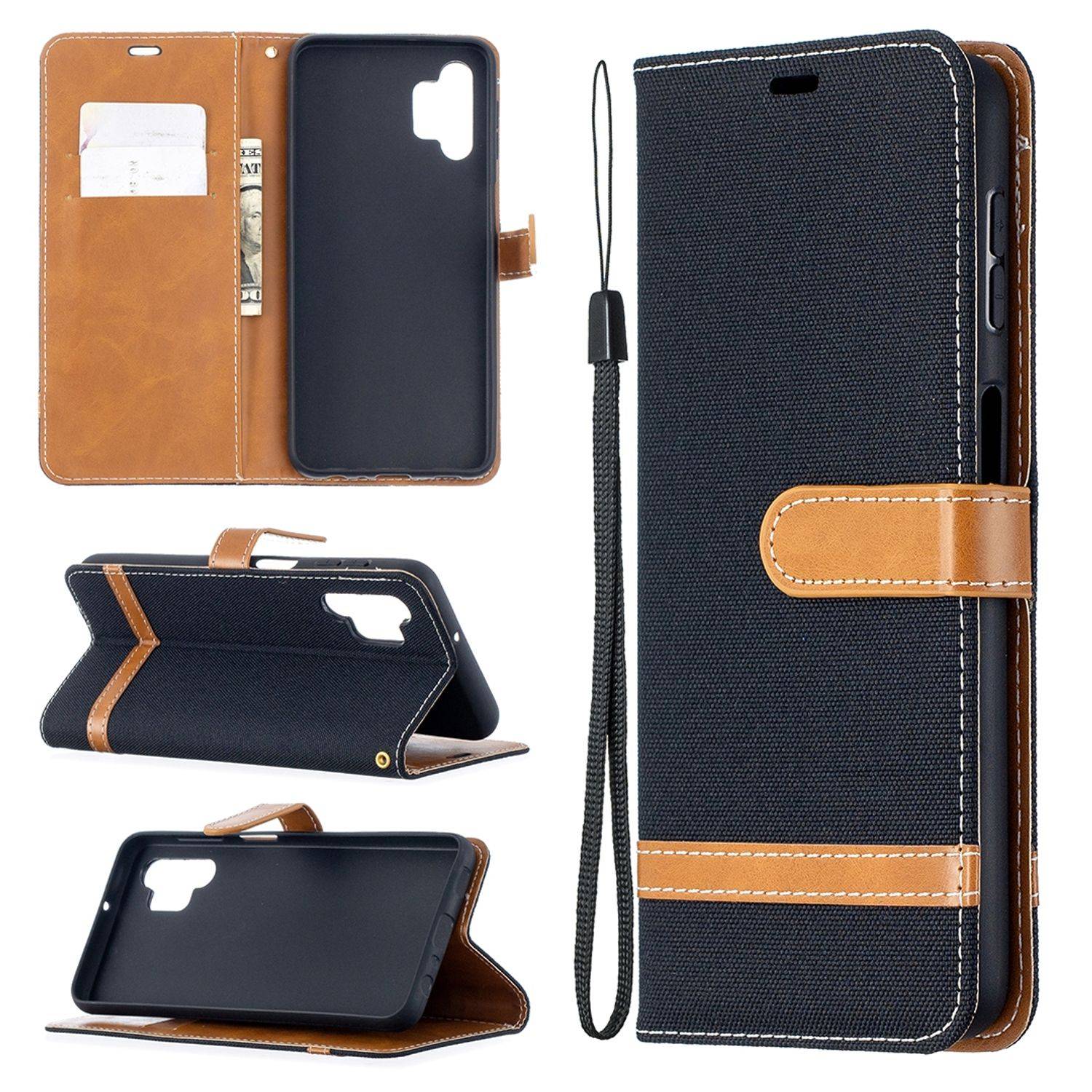 Samsung Galaxy A32 5G Handyhülle Bookcover Schwarz