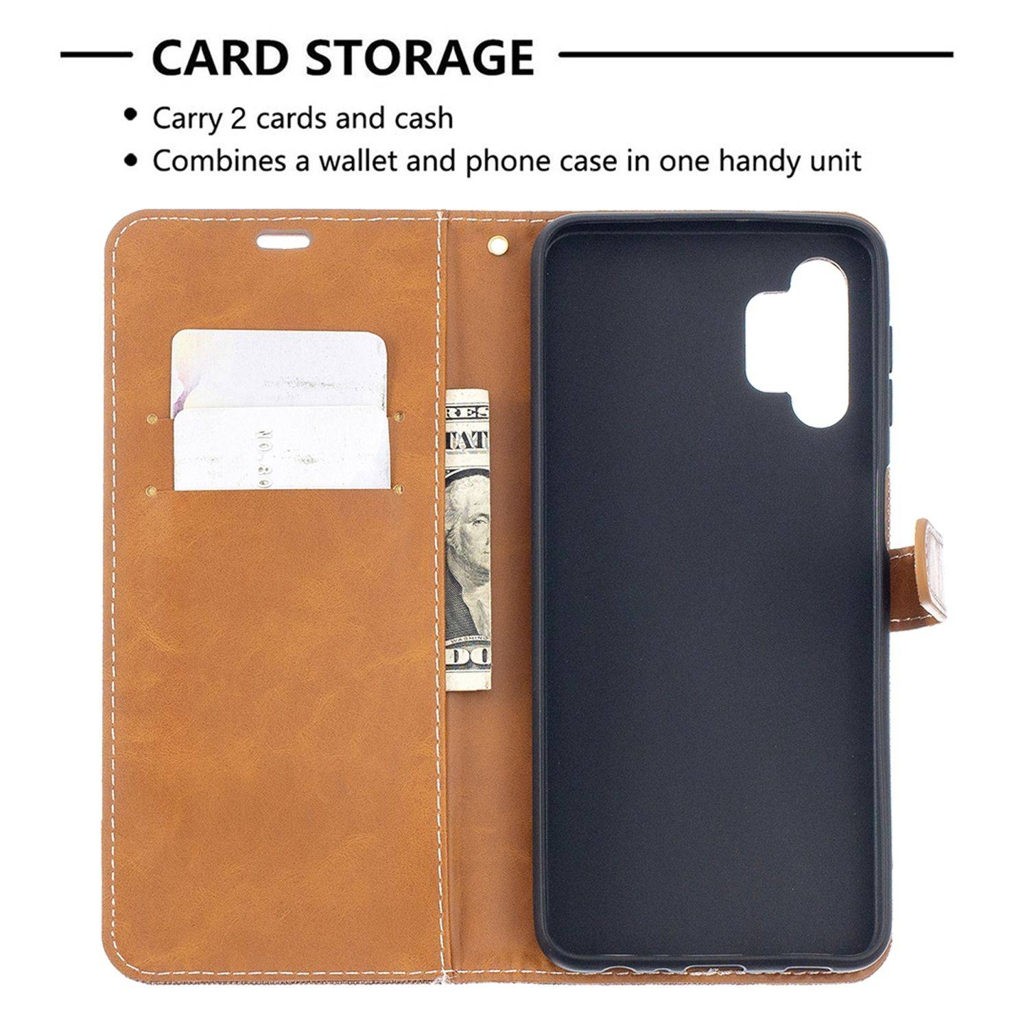 Samsung Galaxy A32 5G Handyhülle Bookcover Braun