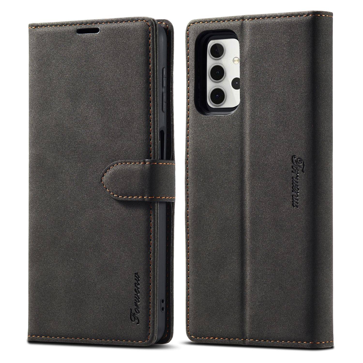 Hülle kompatibel mit Samsung Galaxy A32 5G Kunstleder Handyhülle - Handy Case Schwarz