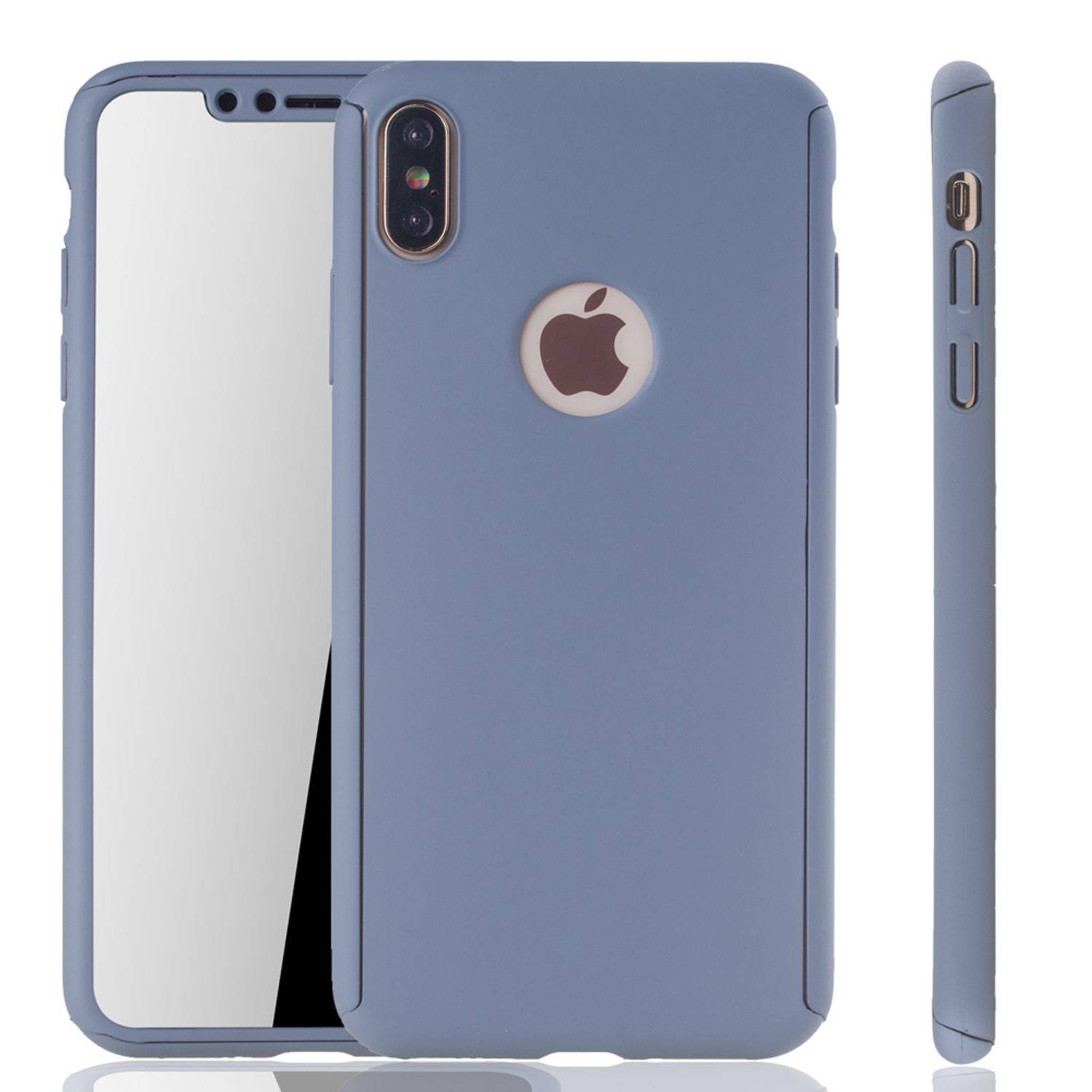 Apple iPhone XS Max Handyhülle 360 Grad Schutz Full Cover Grau