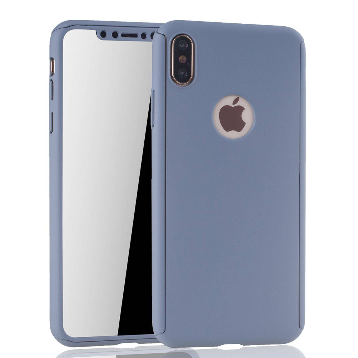 Apple iPhone XS Max Handyhülle 360 Grad Schutz Full Cover Grau