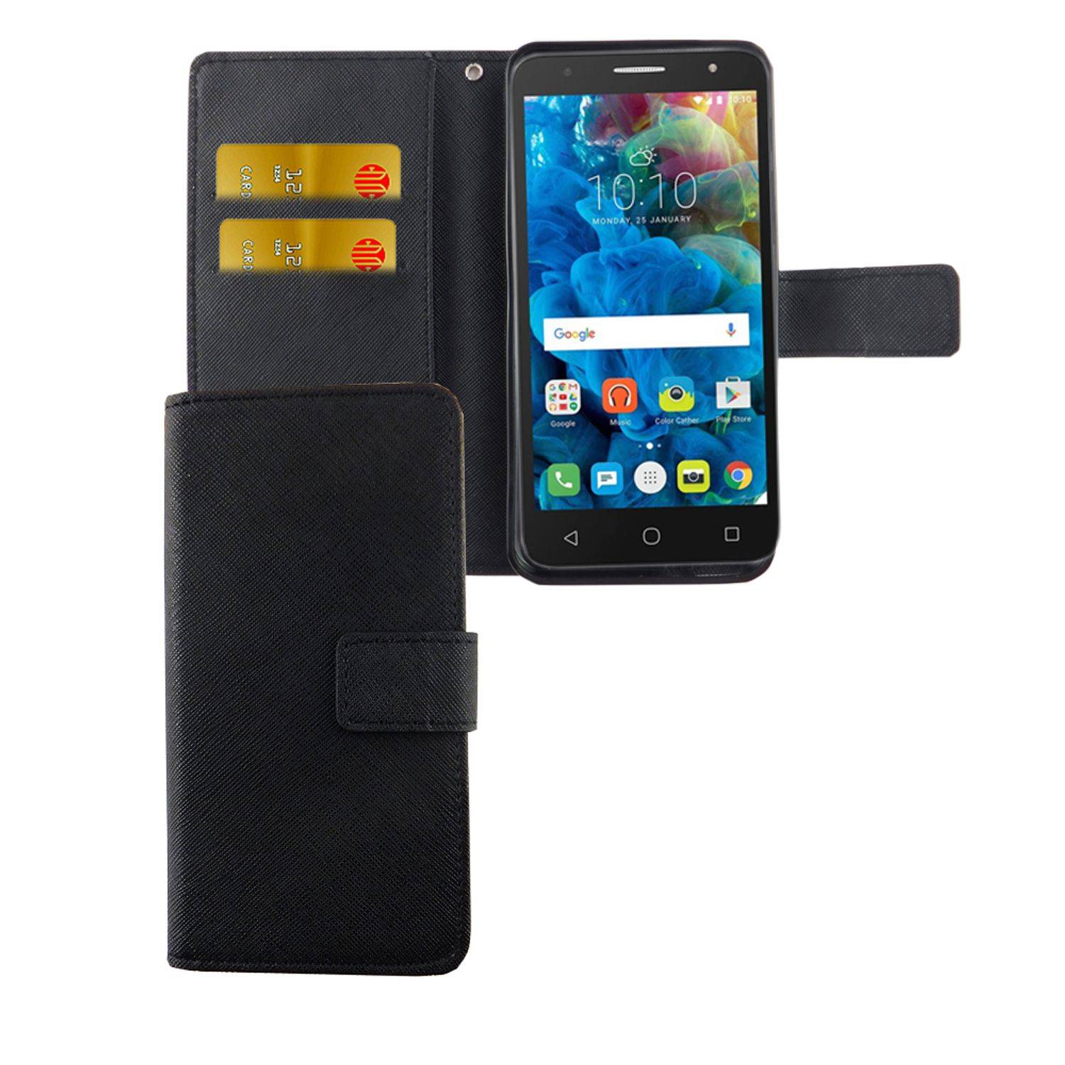 Alcatel Pop 4 Handyhülle Bookcover Schwarz