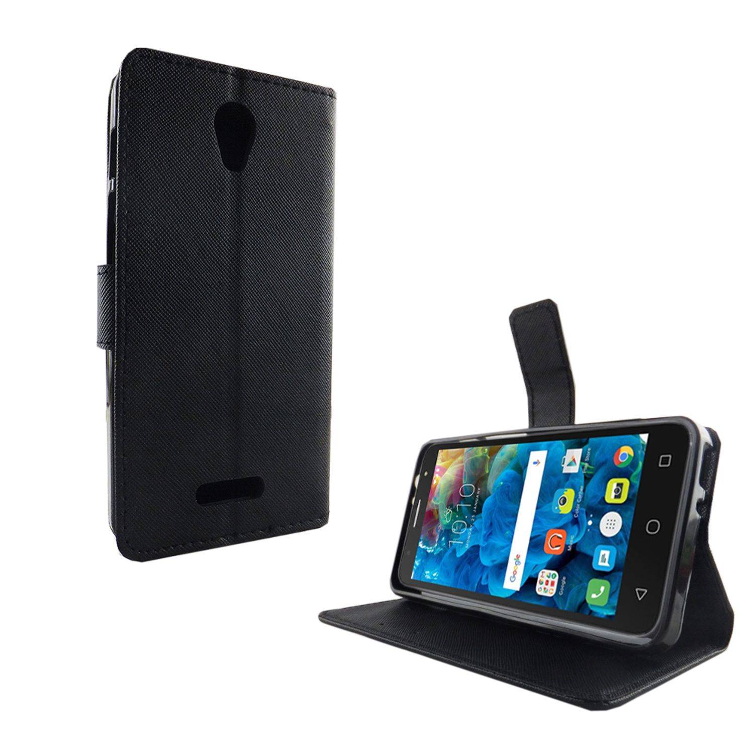 Alcatel Pop 4 Handyhülle Bookcover Schwarz