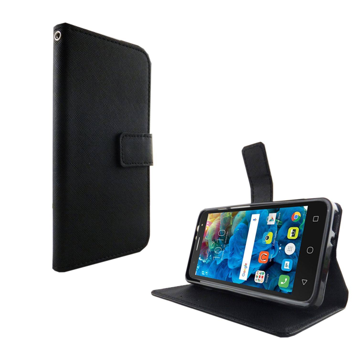 Alcatel Pop 4 Handyhülle Bookcover Schwarz