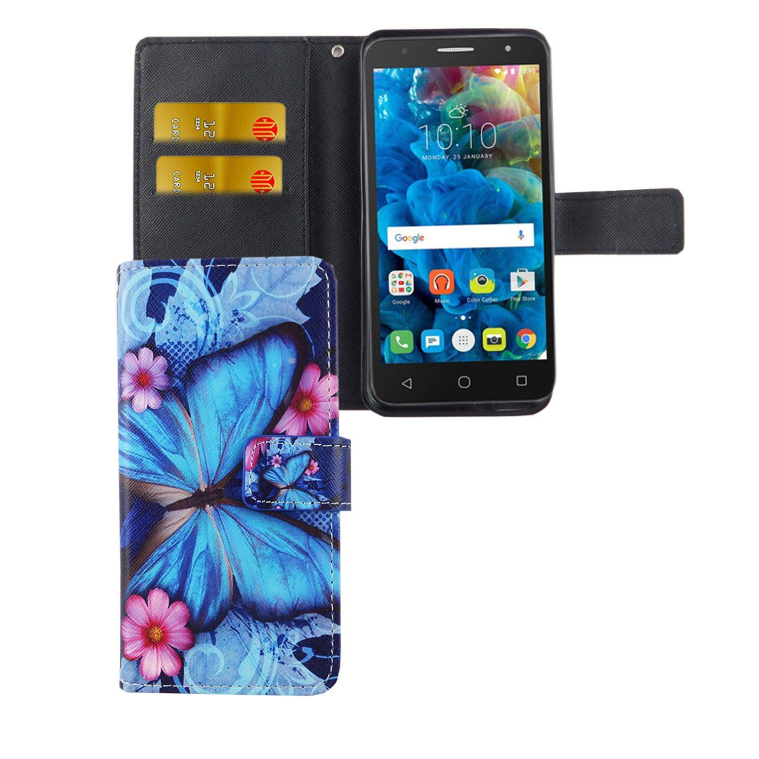Alcatel Pop 4 Handyhülle Bookcover Blau