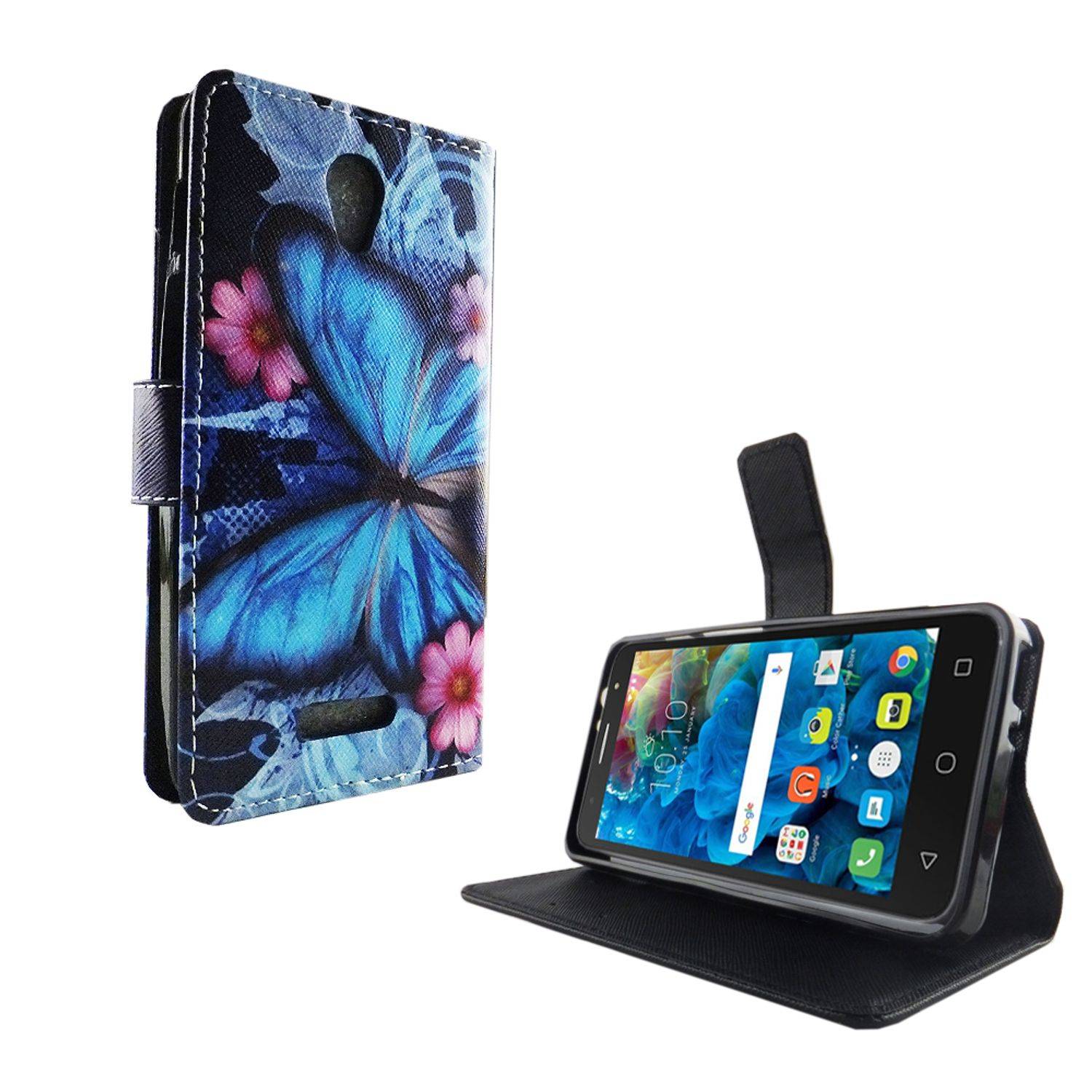 Alcatel Pop 4 Handyhülle Bookcover Blau