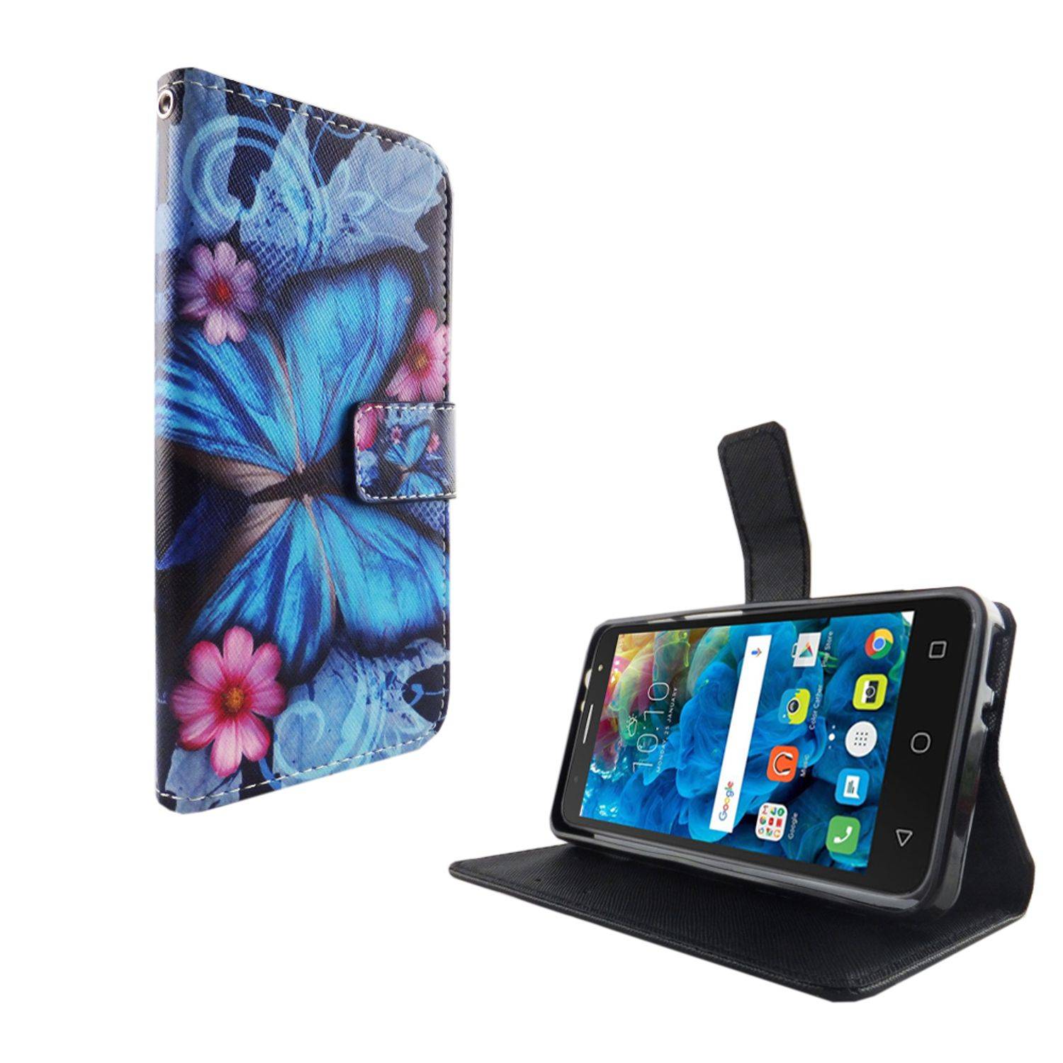Alcatel Pop 4 Handyhülle Bookcover Blau