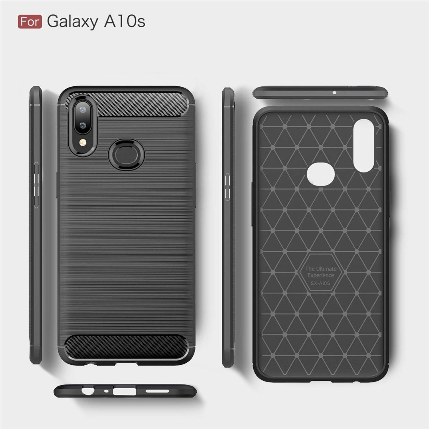 Samsung Galaxy A10s Handyhülle Carbon Optik Backcover Grau