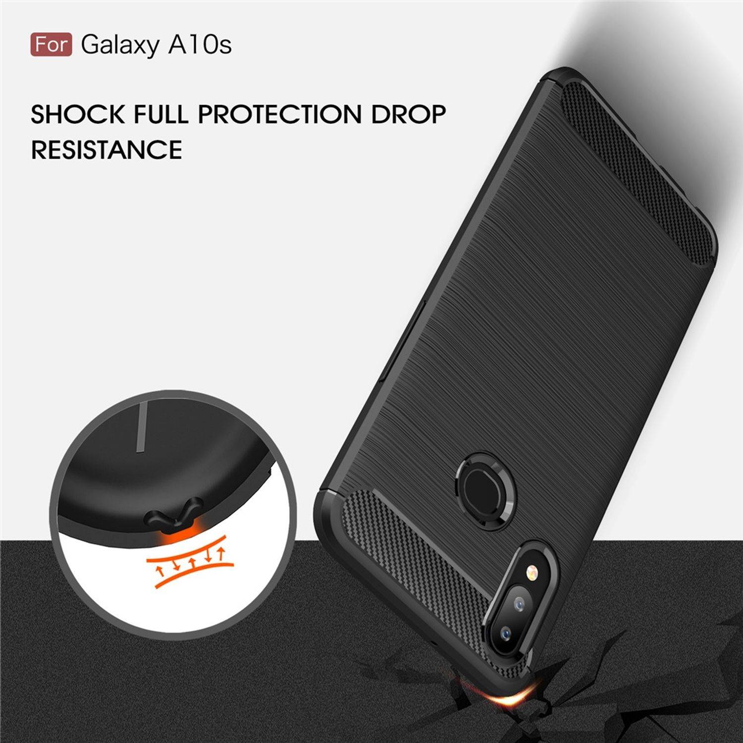 Samsung Galaxy A10s Handyhülle Carbon Optik Backcover Grau