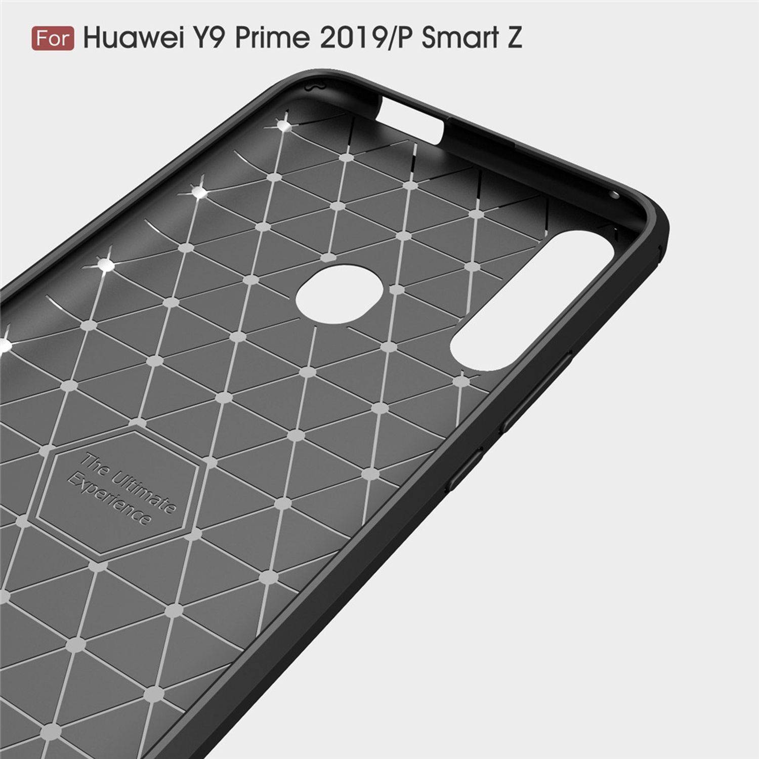 Huawei P Smart Z Handyhülle Carbon Optik Backcover Blau