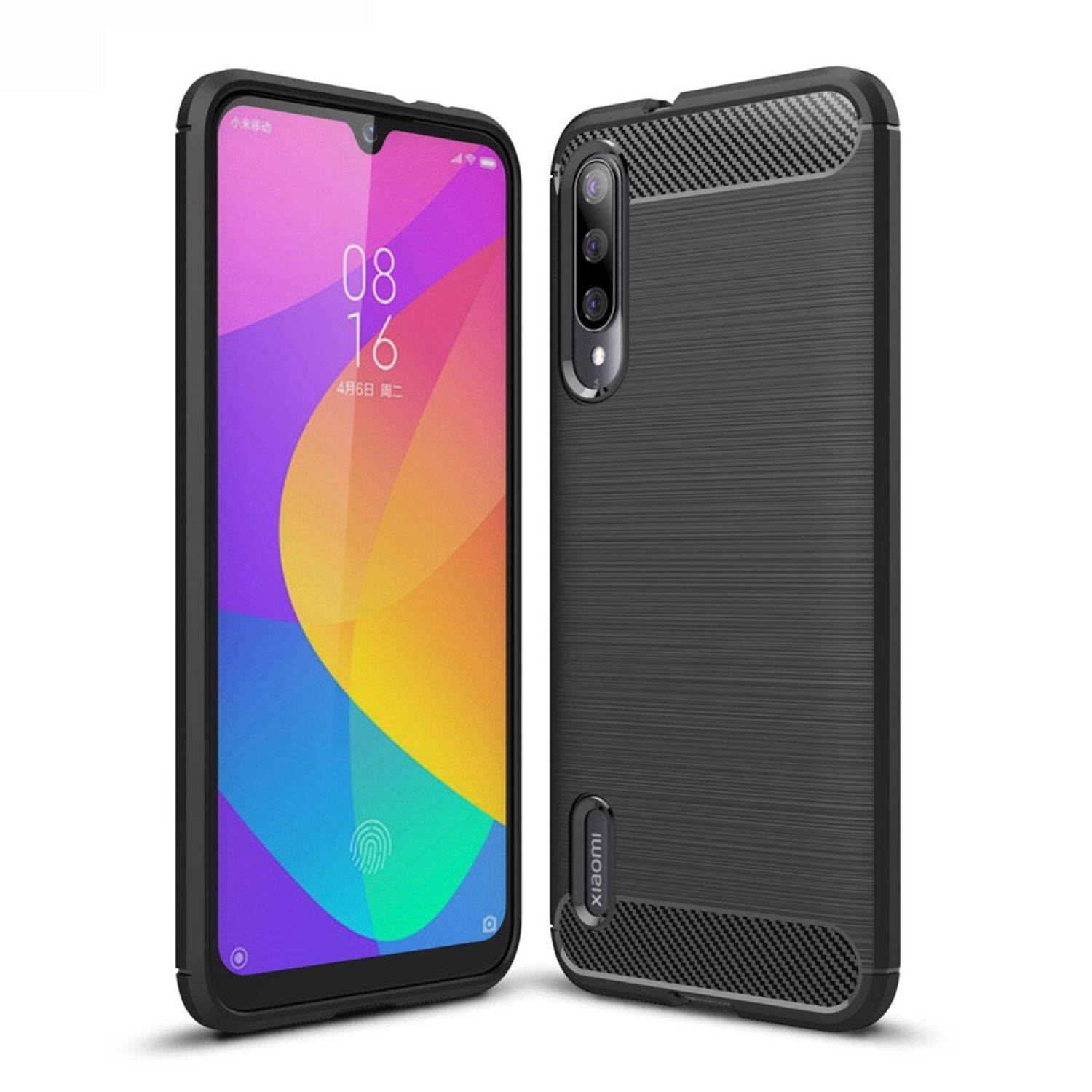 Xiaomi Mi A3 Handyhülle Carbon Optik Backcover Schwarz