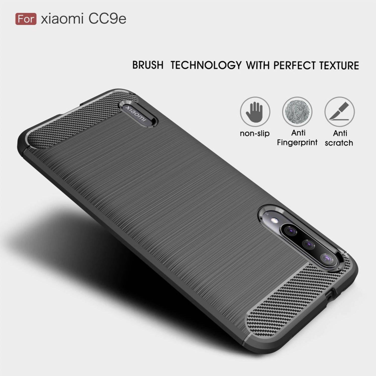 Xiaomi Mi A3 Handyhülle Carbon Optik Backcover Schwarz