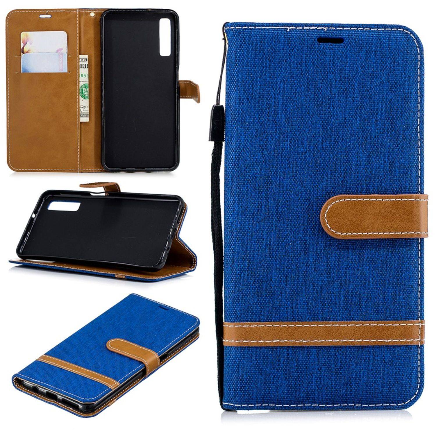 Samsung Galaxy A7 (2018) Handyhülle Bookcover Blau