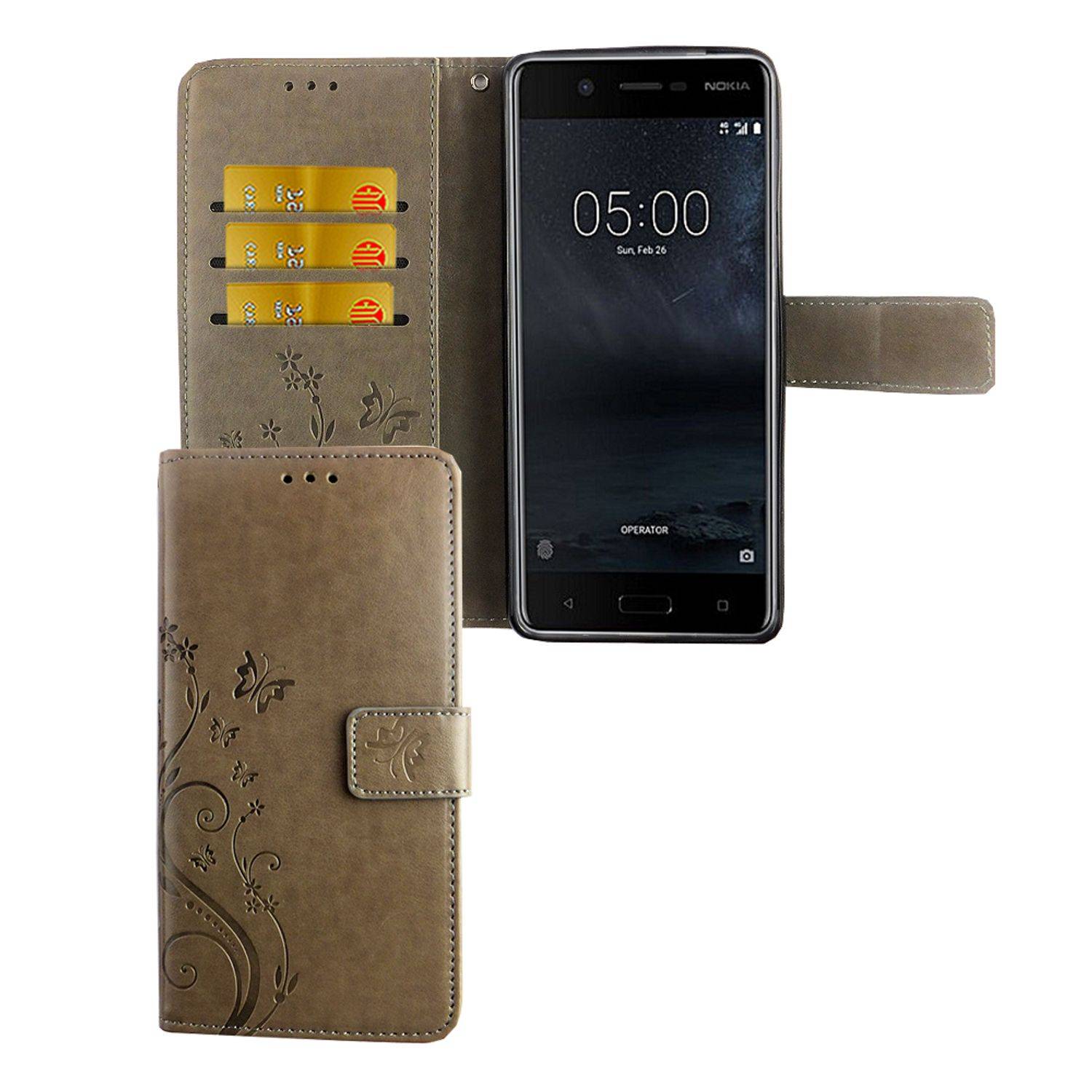Nokia 5.1 Handyhülle Bookcover Grau