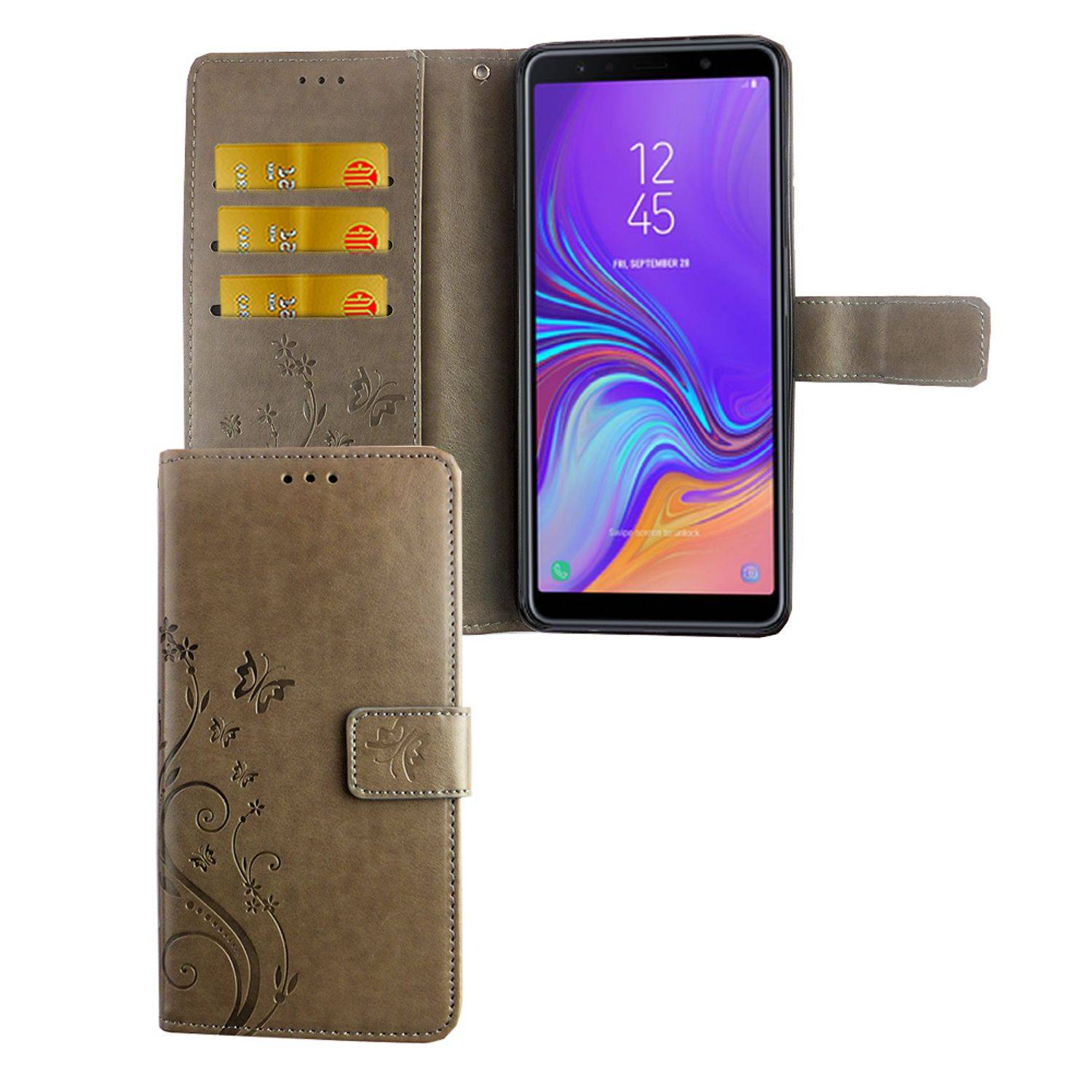 Samsung Galaxy A9 (2018) Handyhülle Bookcover Grau