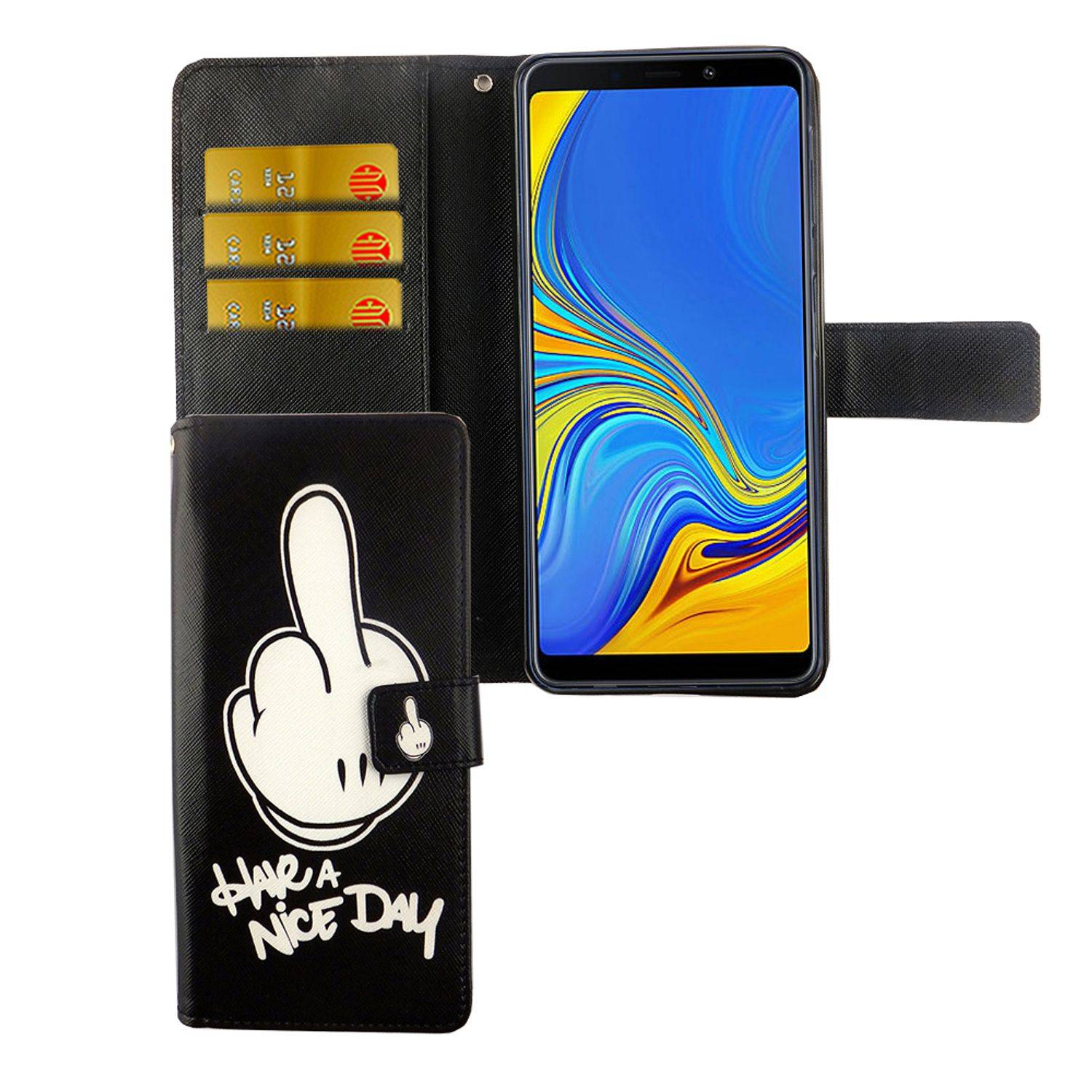 Samsung Galaxy A7 (2018) Handyhülle Bookcover Schwarz
