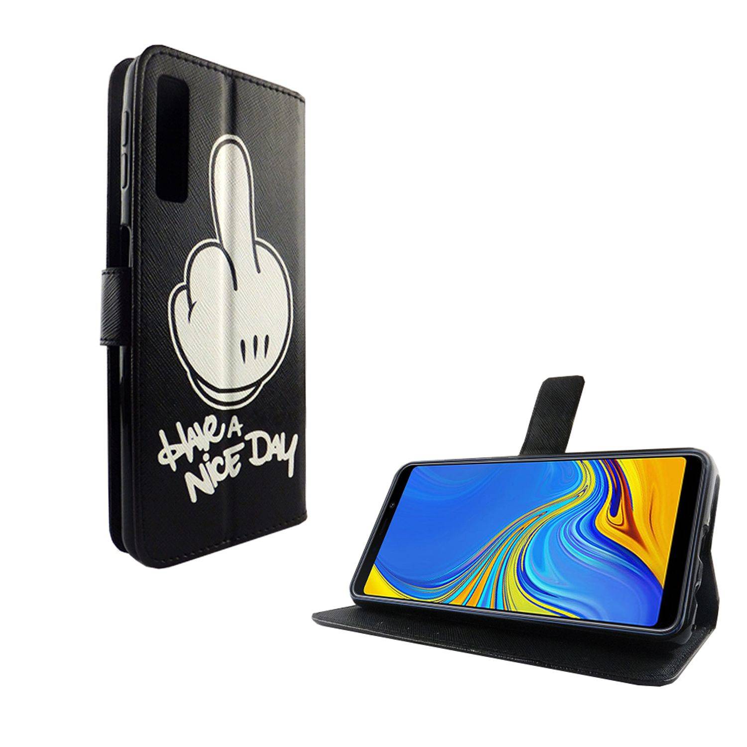 Samsung Galaxy A7 (2018) Handyhülle Bookcover Schwarz