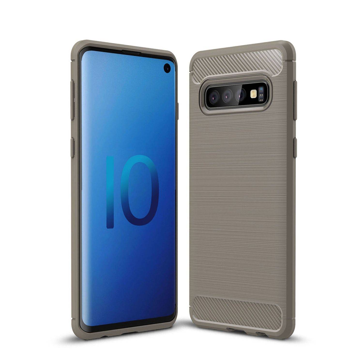 Samsung Galaxy S10 Handyhülle Carbon Optik Backcover Grau