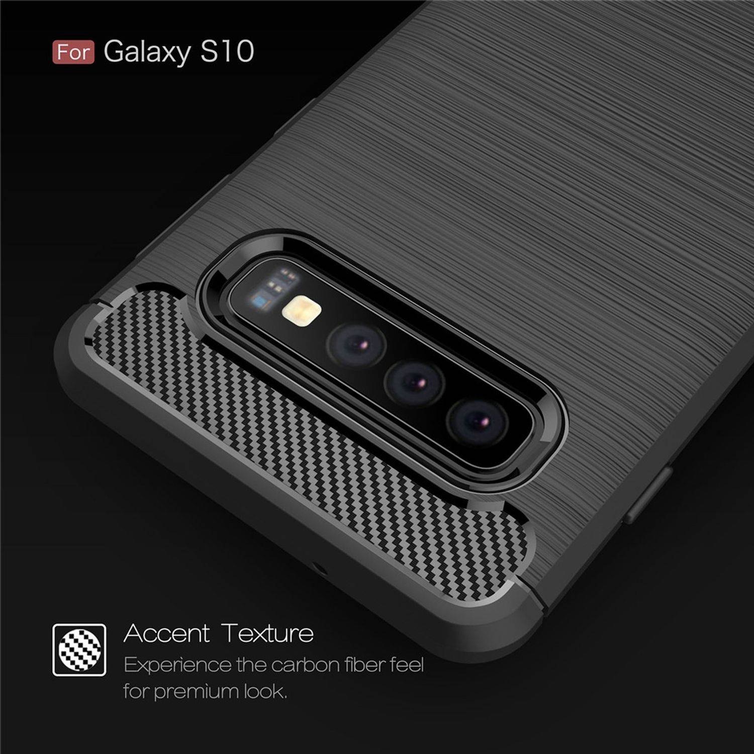 Samsung Galaxy S10 Handyhülle Carbon Optik Backcover Grau