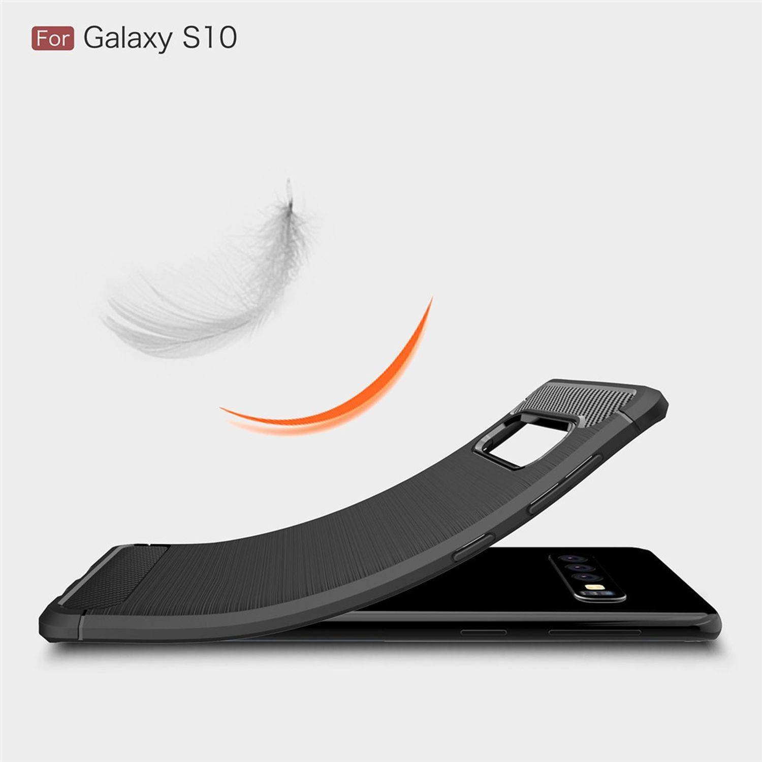 Samsung Galaxy S10 Handyhülle Carbon Optik Backcover Grau