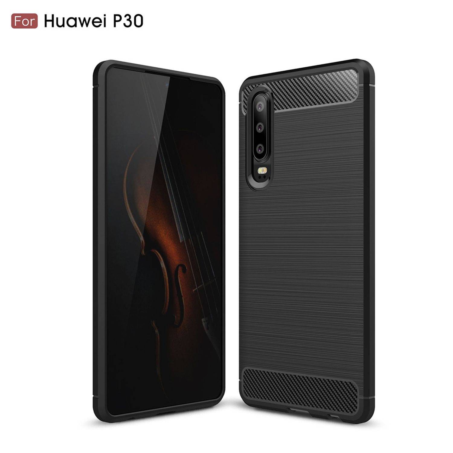 Huawei P30 Handyhülle Carbon Optik Backcover Schwarz