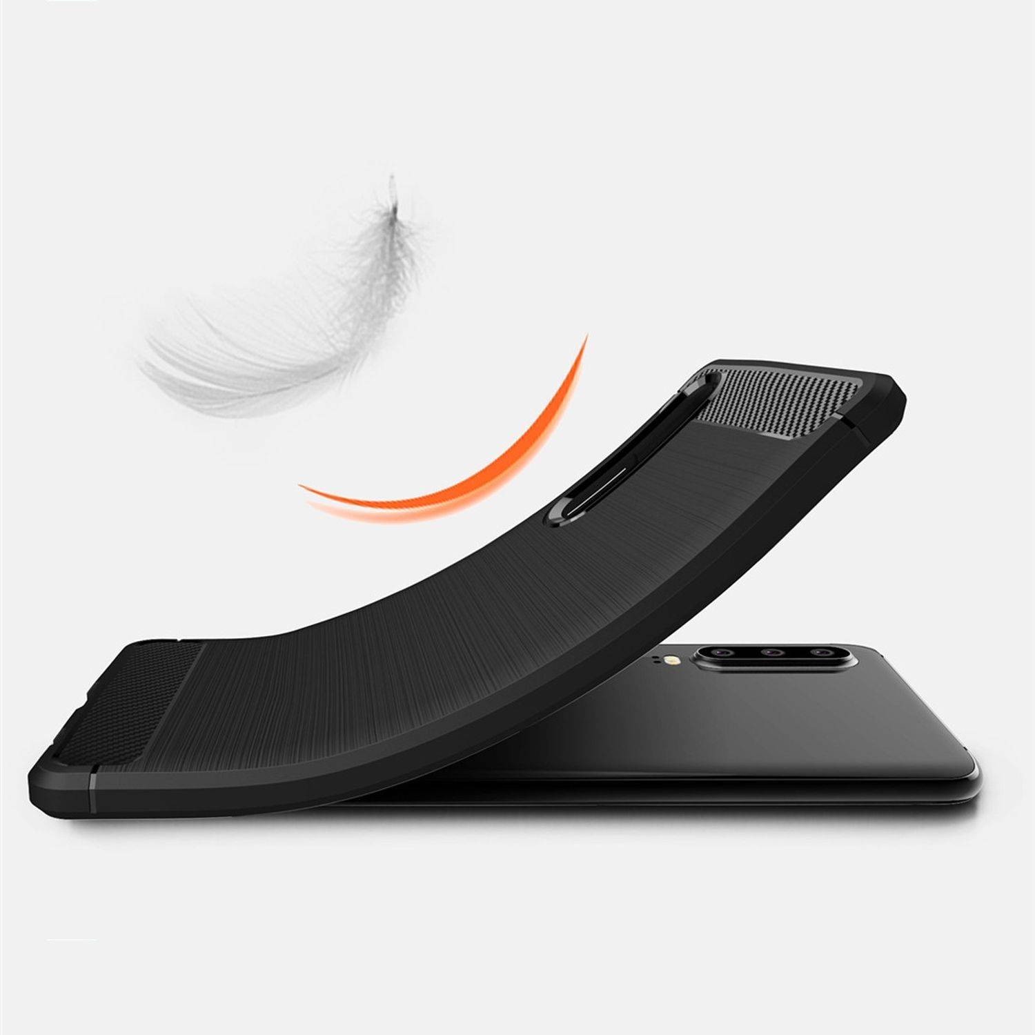 Huawei P30 Handyhülle Carbon Optik Backcover Schwarz