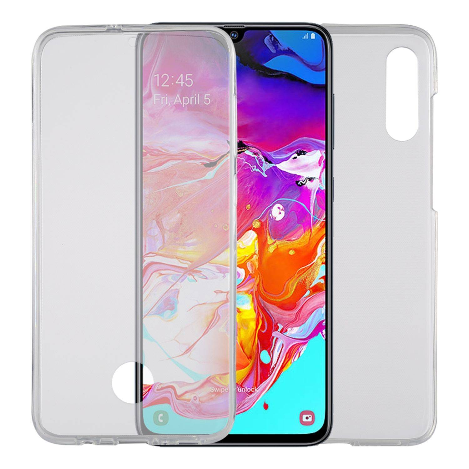 Samsung Galaxy A70 Handyhülle Full-Cover 360 Grad Full Cover Transparent