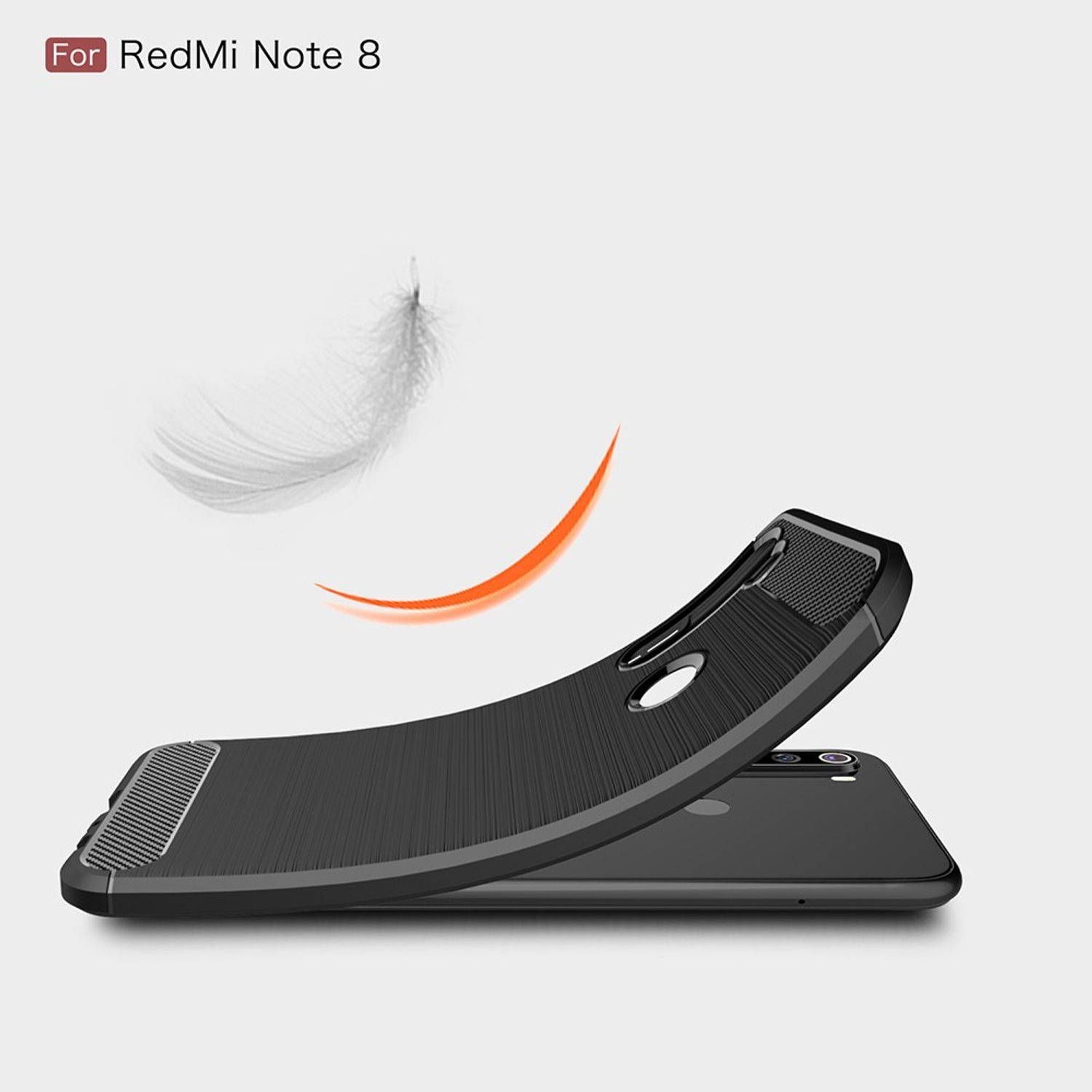Xiaomi Redmi Note 8 Handyhülle Carbon Optik Backcover Grau