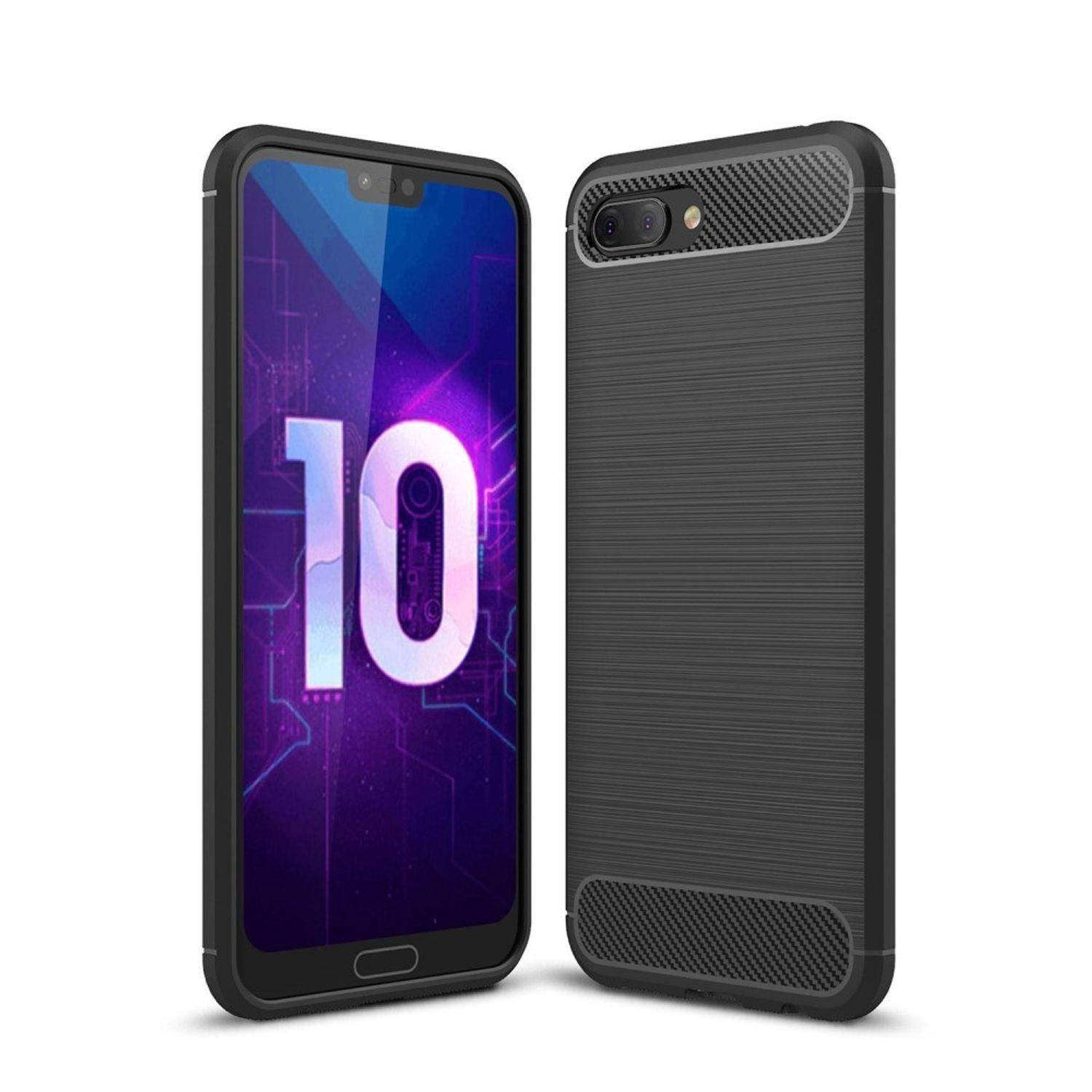 Huawei Honor 10 Lite Handyhülle Carbon Optik Backcover Schwarz